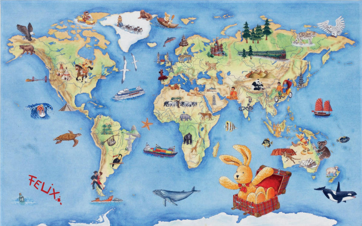 Felix Kinderteppich blau B/L: ca. 140x200 cm Kinderteppich_Felix 140x200cm - blau (140,00/200,00cm) - Felix