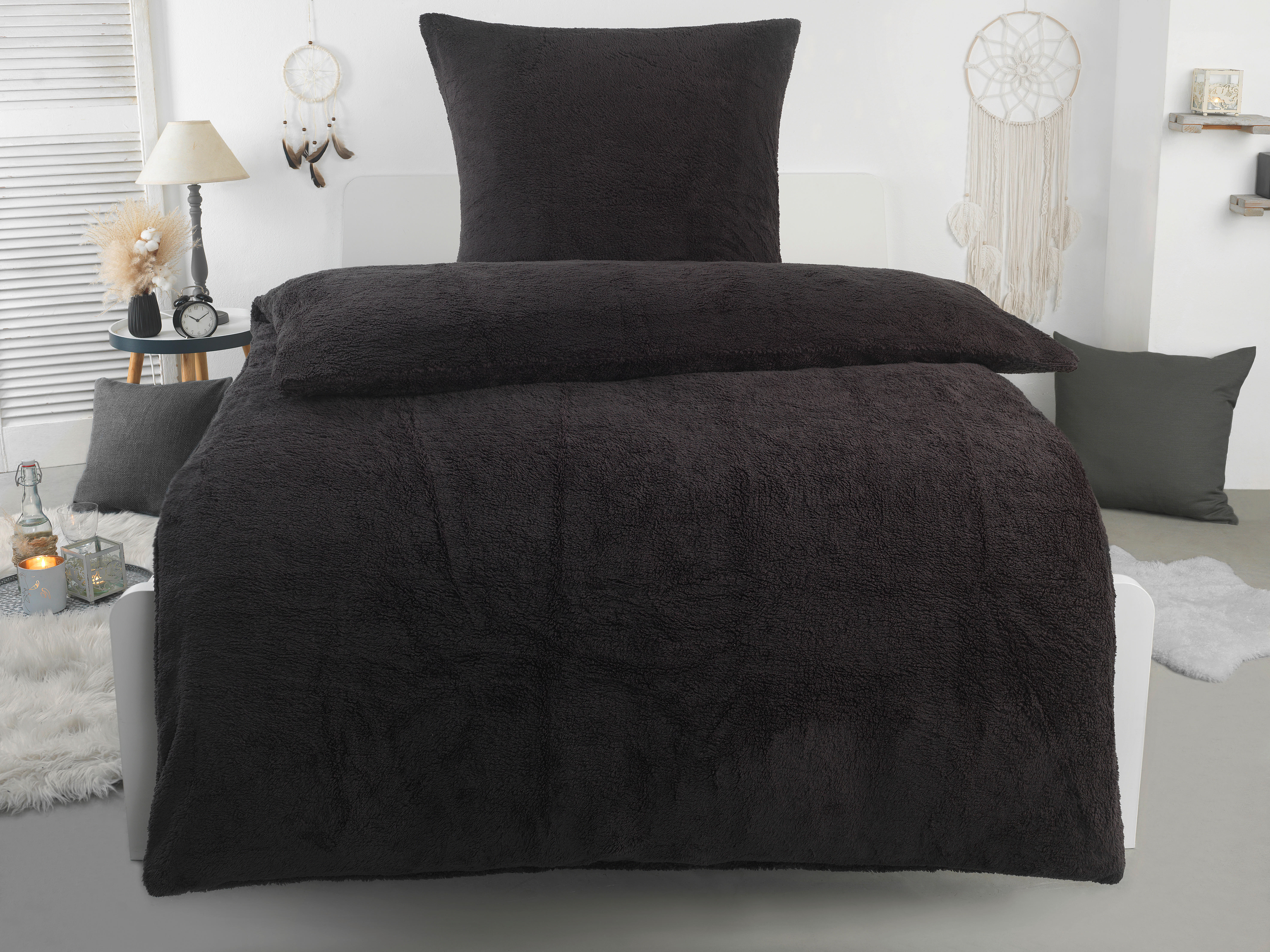 Microfaser Bettwäsche Teddy-Fleece Bettwäsche_Microfaser-Teddy-Flausch - anthrazit (135,00/200,00cm)
