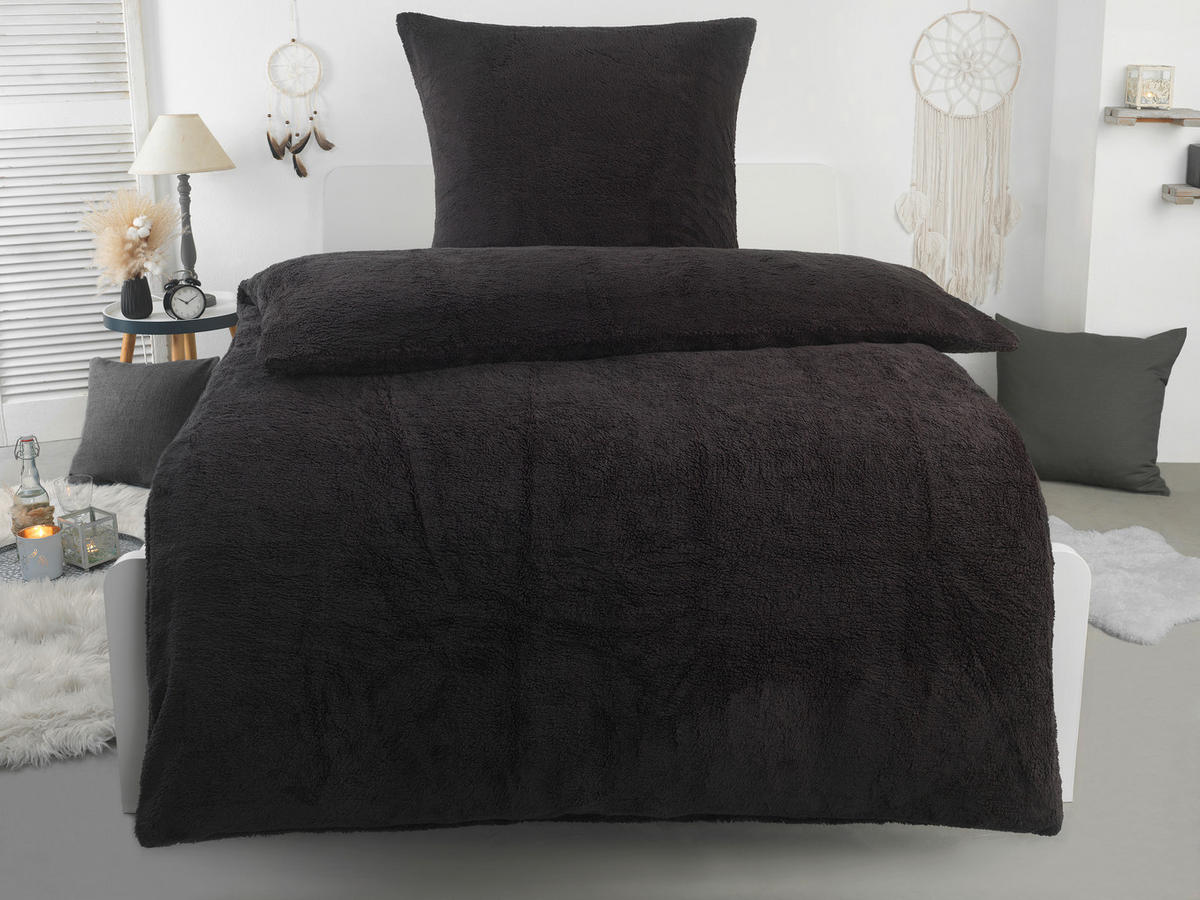 Microfaser Bettwäsche Teddy-Fleece Bettwäsche_Microfaser-Teddy-Flausch - anthrazit (135,00/200,00cm)