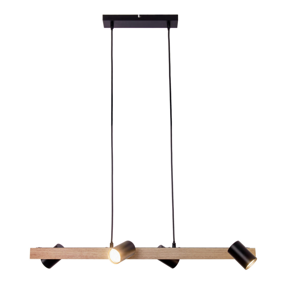 Näve Leuchten Pendelleuchte 7094522 schwarz Holz Metall B/H/T: ca. 24x120x80 cm GU10 4 Brennstellen Frida - schwarz (24,00/120,00/80,00cm) - Näve Leuchten