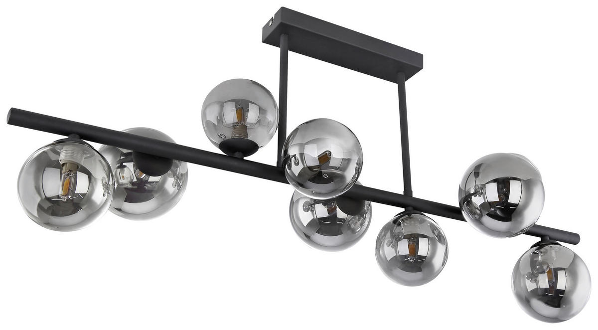GLOBO Deckenleuchte RIHA 56133-9D schwarz Metall Rauchglas B/H/T: ca. 87x38x30 cm 9 Brennstellen RIHA - schwarz (87,00/38,00/30,00cm) - GLOBO