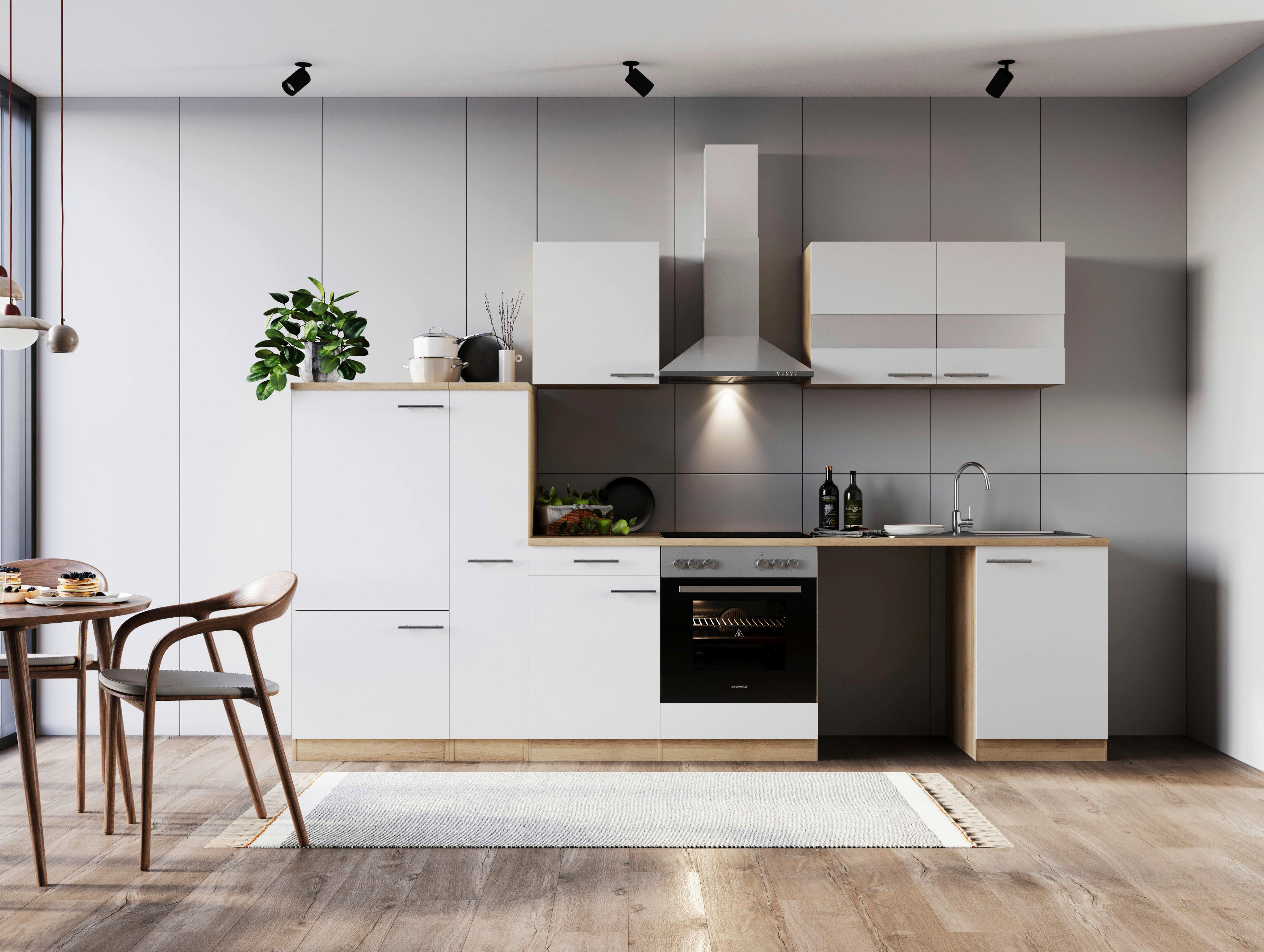 Respekta Küchenblock Merle weiß B/H/T: ca. 310x200x60 cm Merle - Eiche/weiß (310,00/200,00/60,00cm) - Respekta