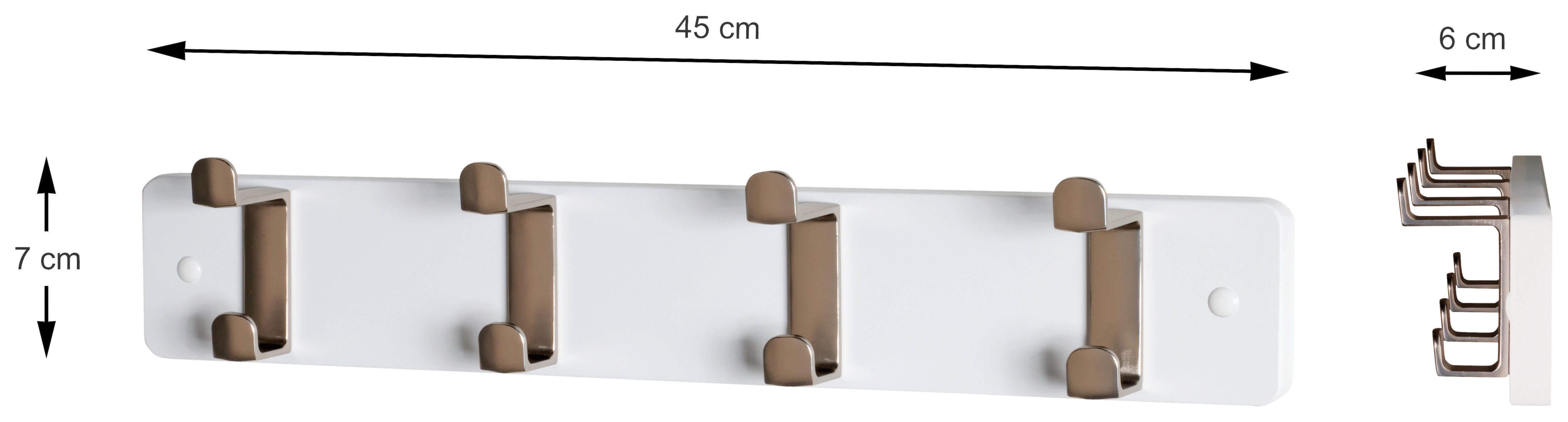 Garderobenleiste  weiß Metall B/H/T: ca. 45x7x6 cm Freddy_1_Garderobenleiste 55300 - weiß (45,00/7,00/6,00cm)