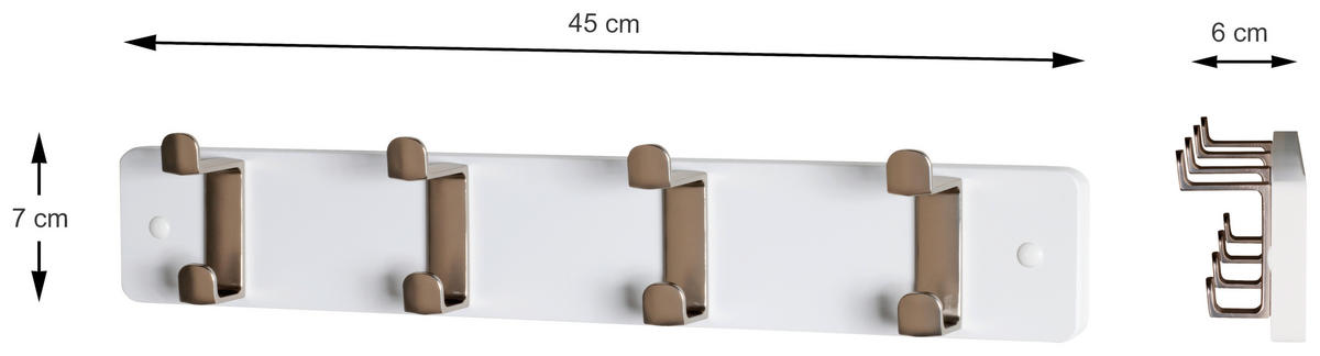 Garderobenleiste  weiß Metall B/H/T: ca. 45x7x6 cm Freddy_1_Garderobenleiste 55300 - weiß (45,00/7,00/6,00cm)