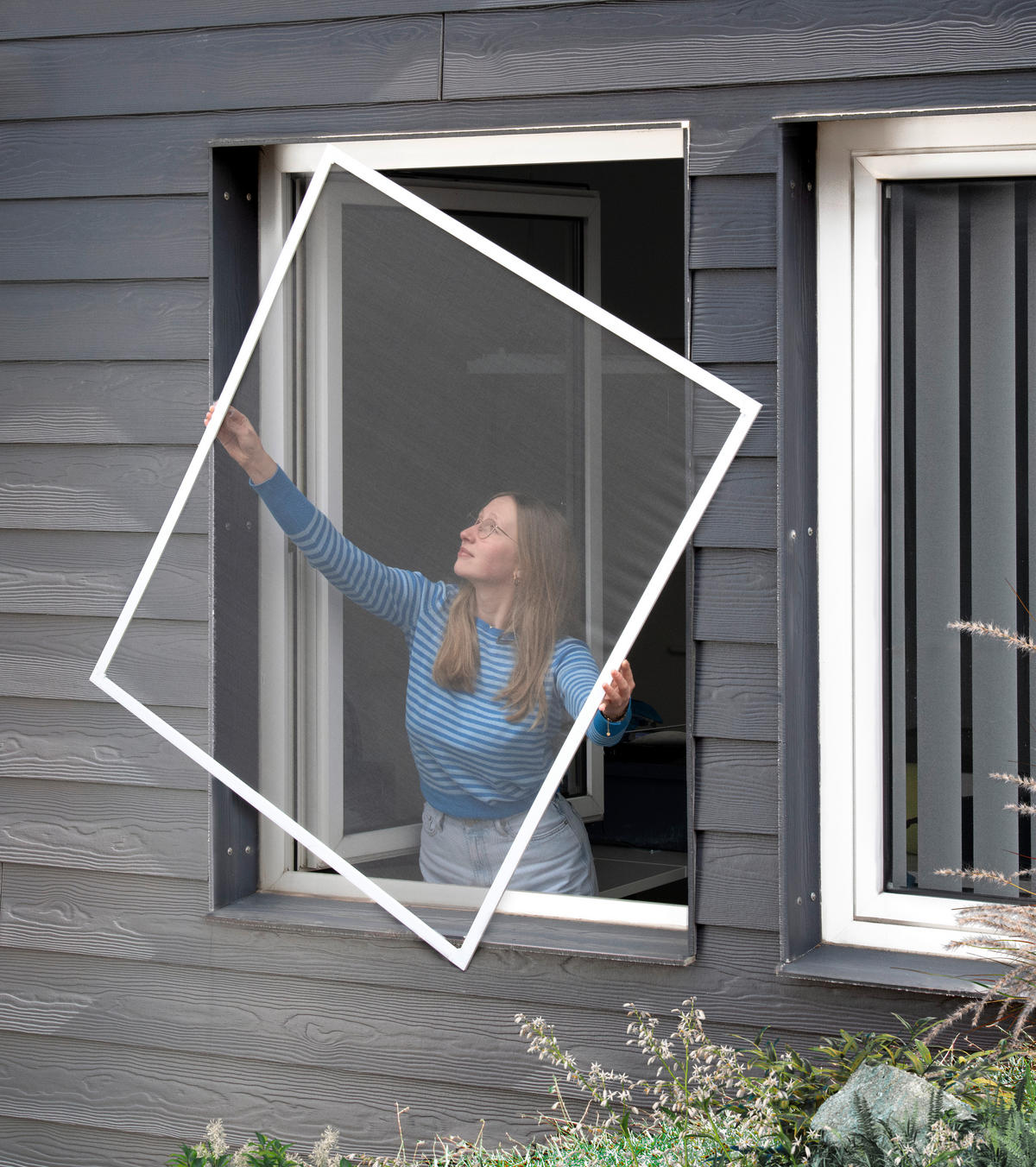 Fliegengitter weiß B/L: ca. 130x150 cm Fliegengitter-Spannrahmen - weiß (130,00/150,00cm)