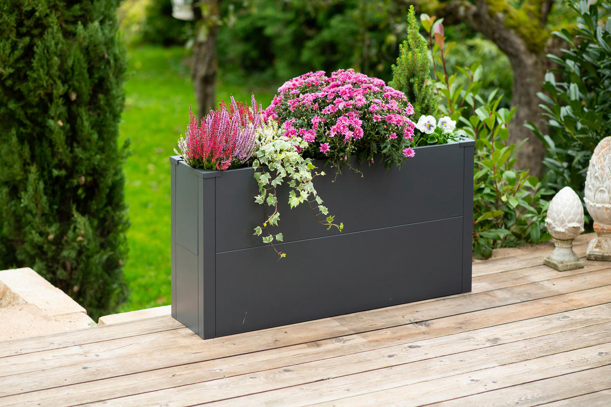 Westmann Pflanzkasten Talus anthrazit Metall B/H/L: ca. 100x52x25 cm Talus - anthrazit (25,00/100,00/52,00cm) - Westmann