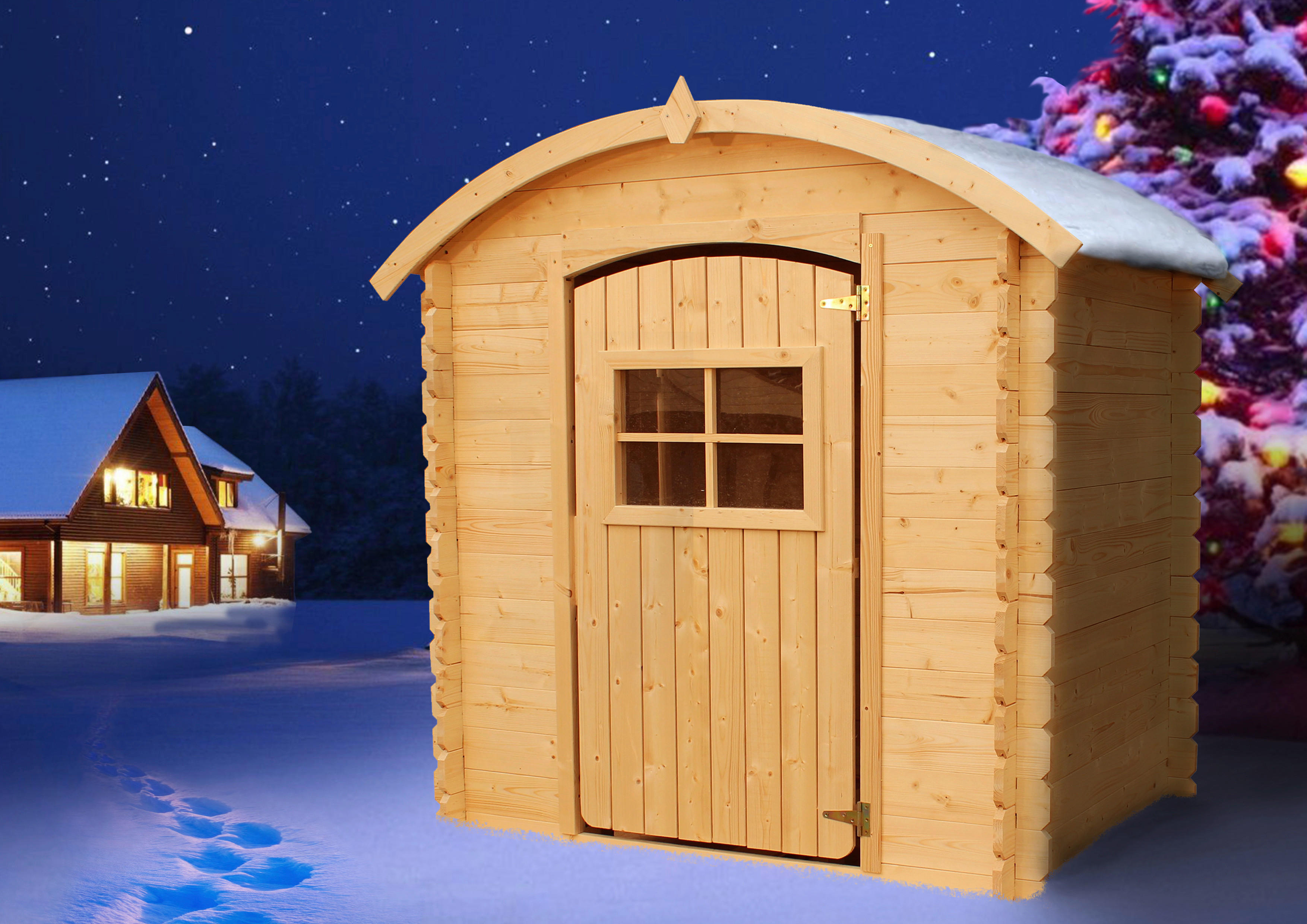 Timbela Kinderspielhaus M505 natur B/H/L: ca. 146x145x112 cm M505 - natur (112,00/146,00/145,00cm) - Timbela