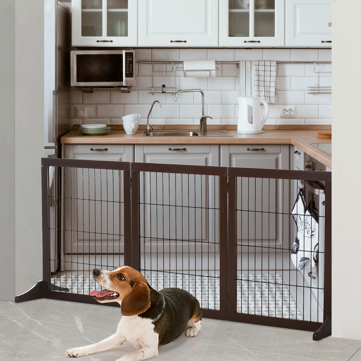 PawHut Absperrgitter braun Kiefer B/H/L: ca. 36x71x185 cm Absperrgitter - braun (185,00/36,00/71,00cm) - PawHut