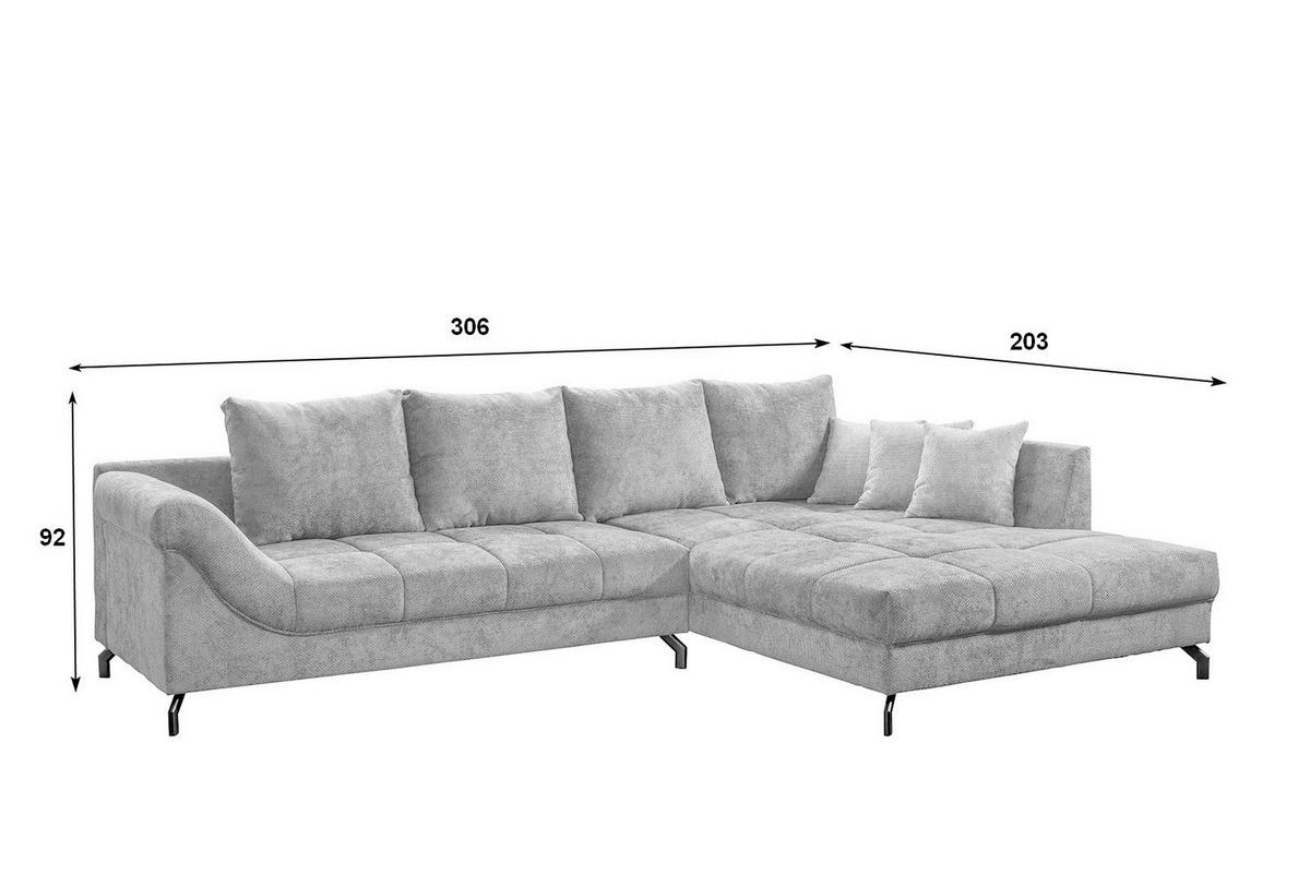 Ecksofa Paula olive Microfaser B/H/T: ca. 306x92x203 cm Paula - olive/schwarz (306,00/92,00/203,00cm)
