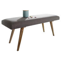 Wohnling Sitzbank grau natur Stoff Echtholz B/H/T: ca. 117x51x38 cm Sitzbank - natur/grau (117,00/51,00/38,00cm) - Wohnling