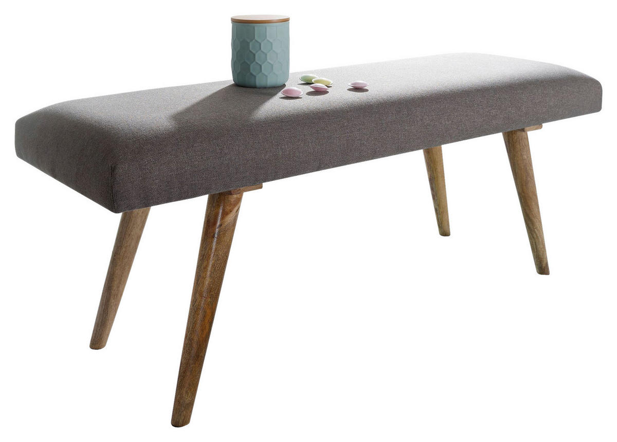 Wohnling Sitzbank grau natur Stoff Echtholz B/H/T: ca. 117x51x38 cm Sitzbank - natur/grau (117,00/51,00/38,00cm) - Wohnling