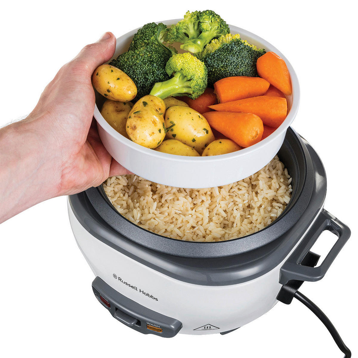 Russell Hobbs Reiskocher weiß Kunststoff Metall Glas B/H/L: ca. 21x19x15 cm Reiskocher_Russell_Hobbs_27030-56 - weiß (15,00/21,00/19,00cm) - Russell Hobbs