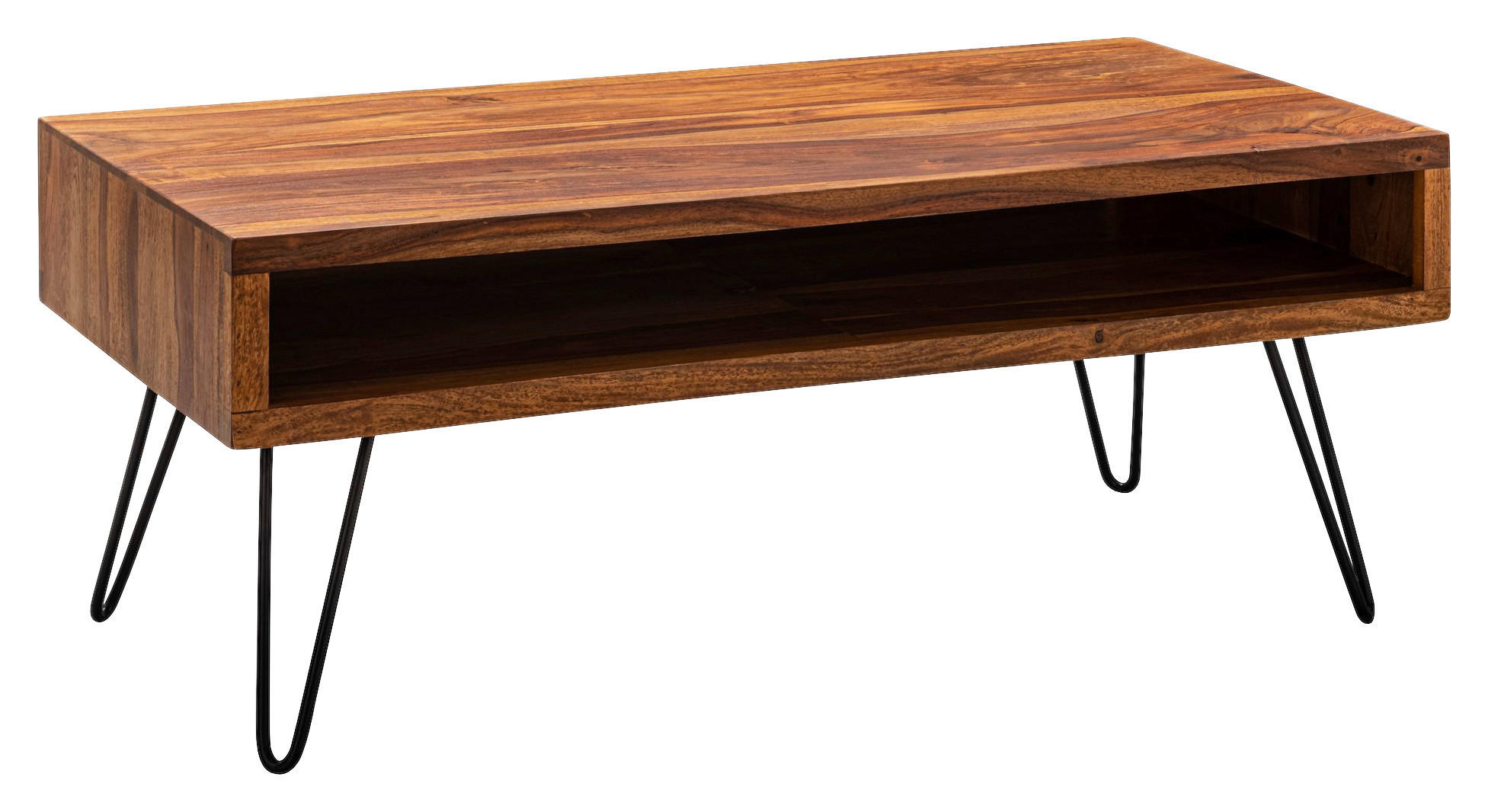Couchtisch natur schwarz pulverbeschichtet B/H/T: ca. 100x40x50 cm Couchtisch - natur/schwarz (100,00/40,00/50,00cm) - Wohnling