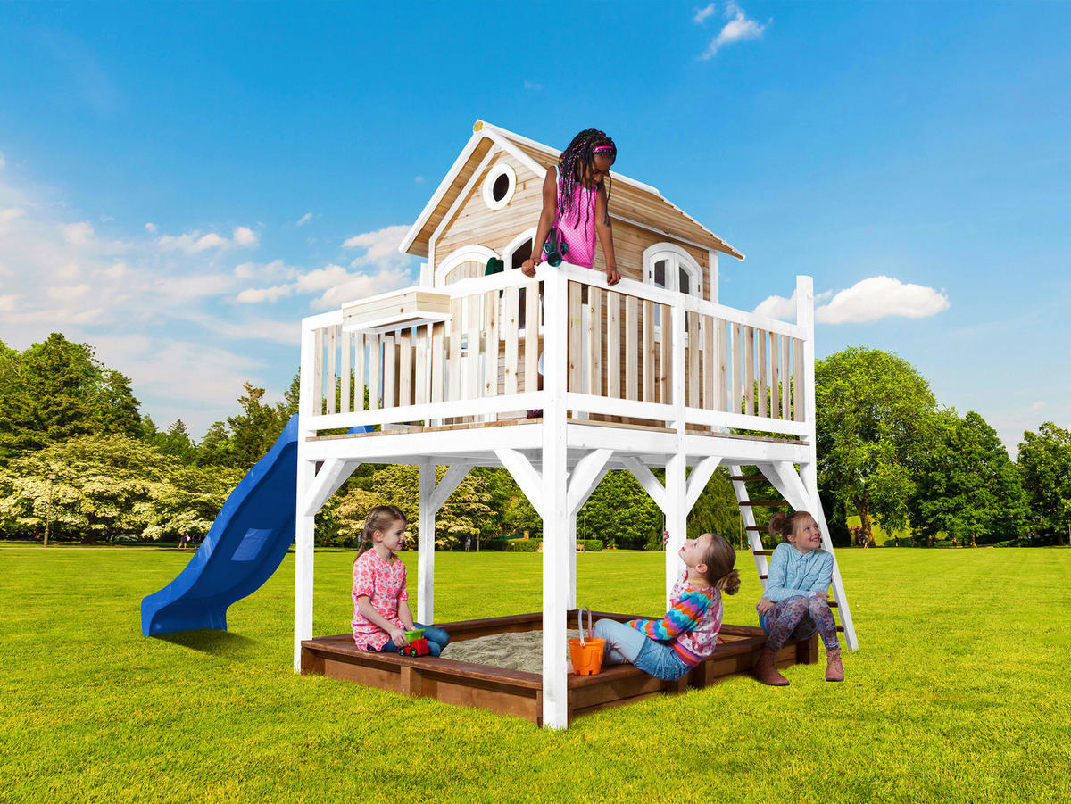AXI Spielhaus Liam braun B/H/L: ca. 377x291x255 cm Liam - braun/blau (255,00/377,00/291,00cm) - AXI