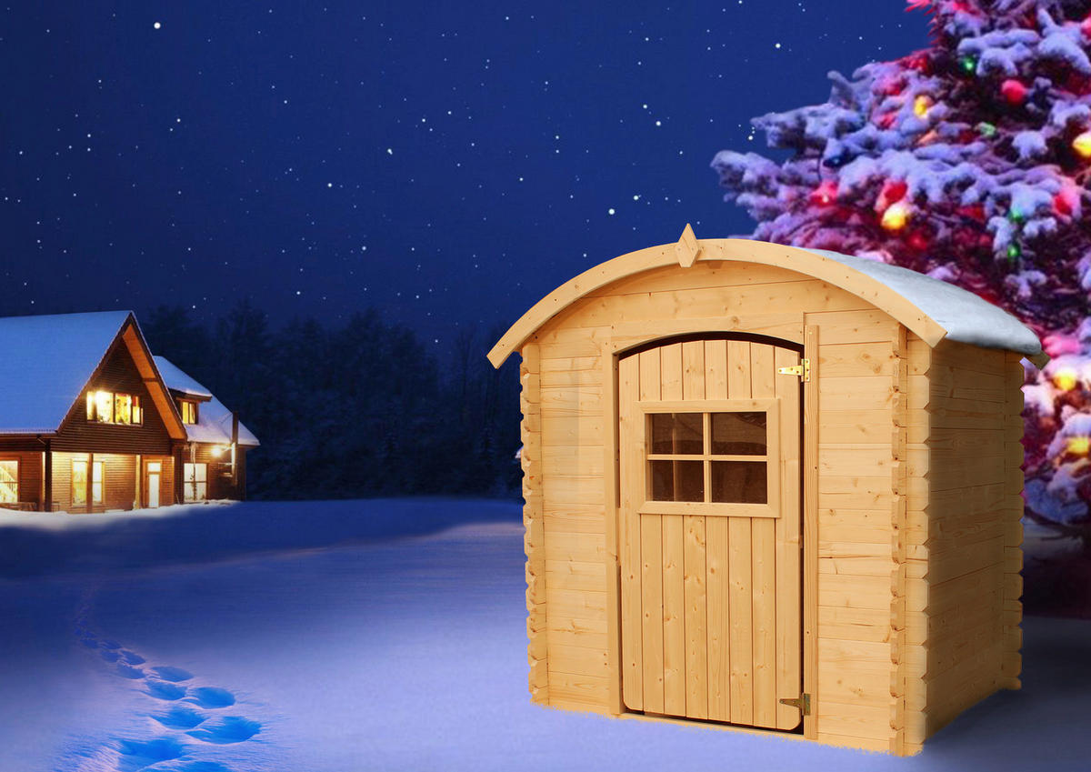 Timbela Kinderspielhaus M505 natur B/H/L: ca. 146x145x112 cm M505 - natur (112,00/146,00/145,00cm) - Timbela