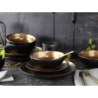 CreaTable Tafelservice GLAMOUR gold Steinzeug 12 tlg. GLAMOUR - gold - CreaTable