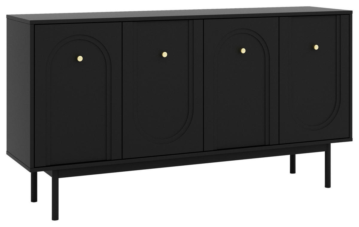 Kommode MAZOMA schwarz gold Optik B/H/T: ca. 154x82x39 cm MAZOMA - gold/schwarz (154,00/82,00/39,00cm) - WIPMEB