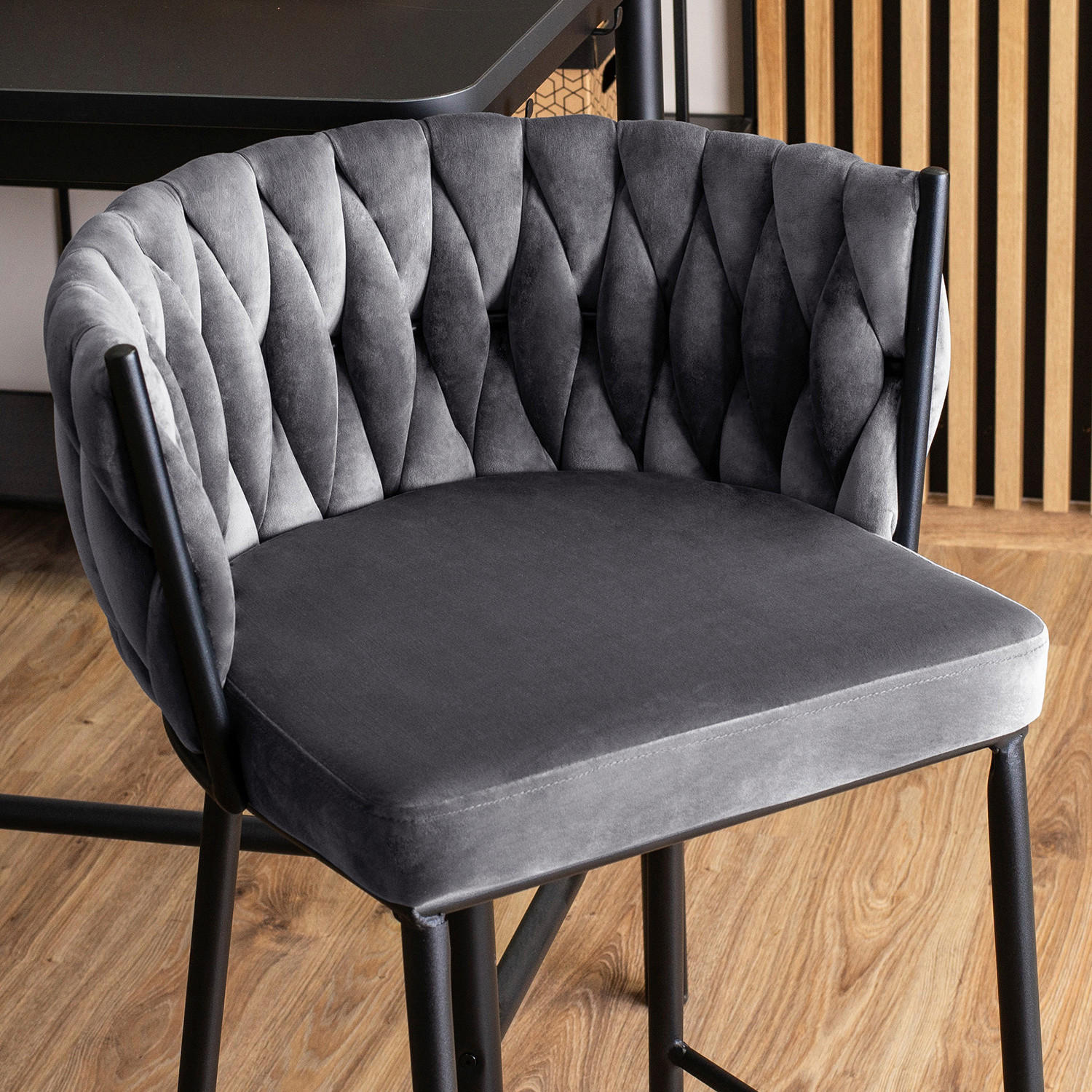 Barhocker FLORES grau Velourstoff B/H/T: ca. 60x104,5x56 cm FLORES - grau (60,00/104,50/56,00cm) - WIPMEB