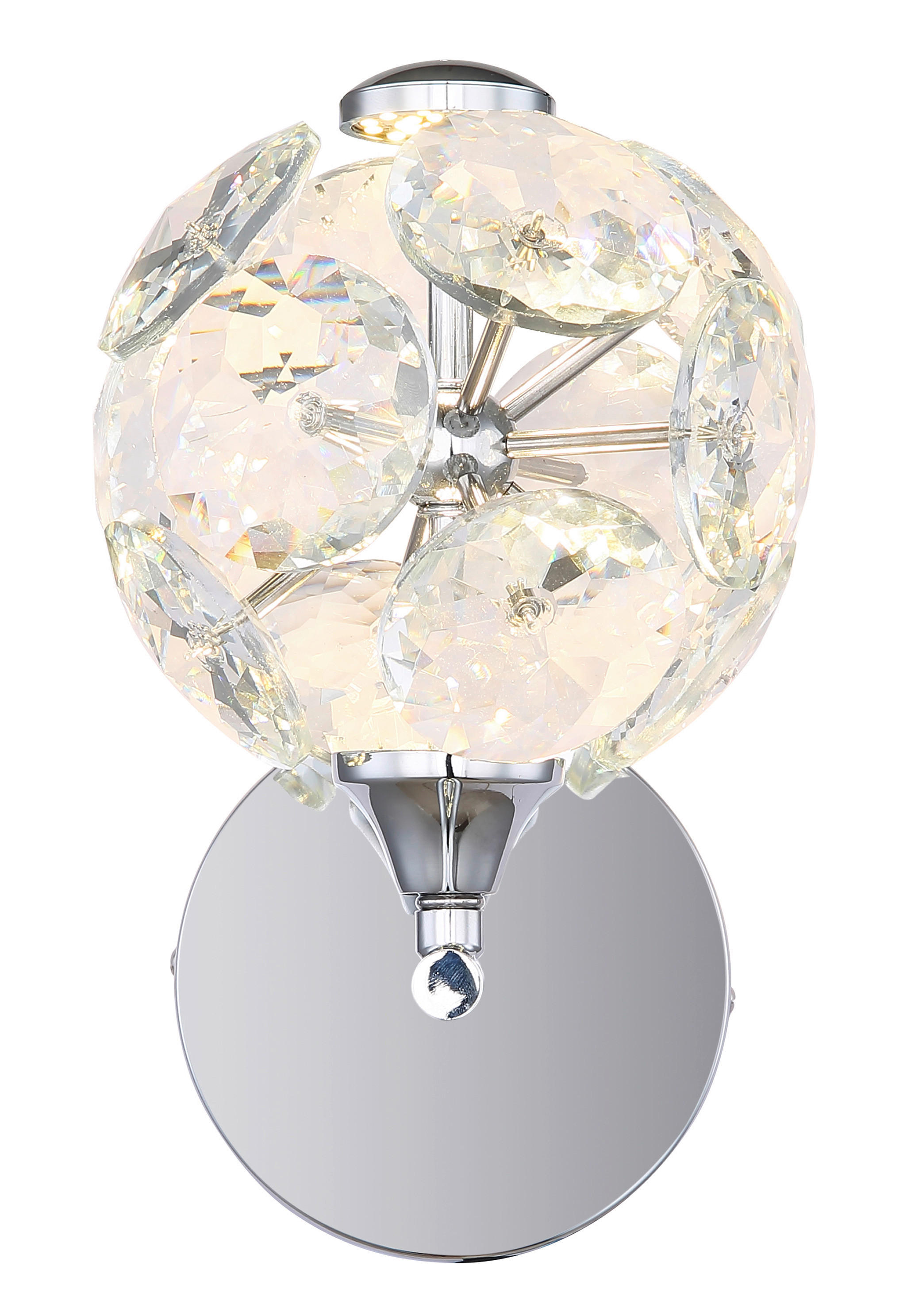 GLOBO Wandleuchte Chrom klar Metall Glas H: ca. 24 cm 1 Brennstellen Virina - klar/Chrom (24,00cm) - GLOBO