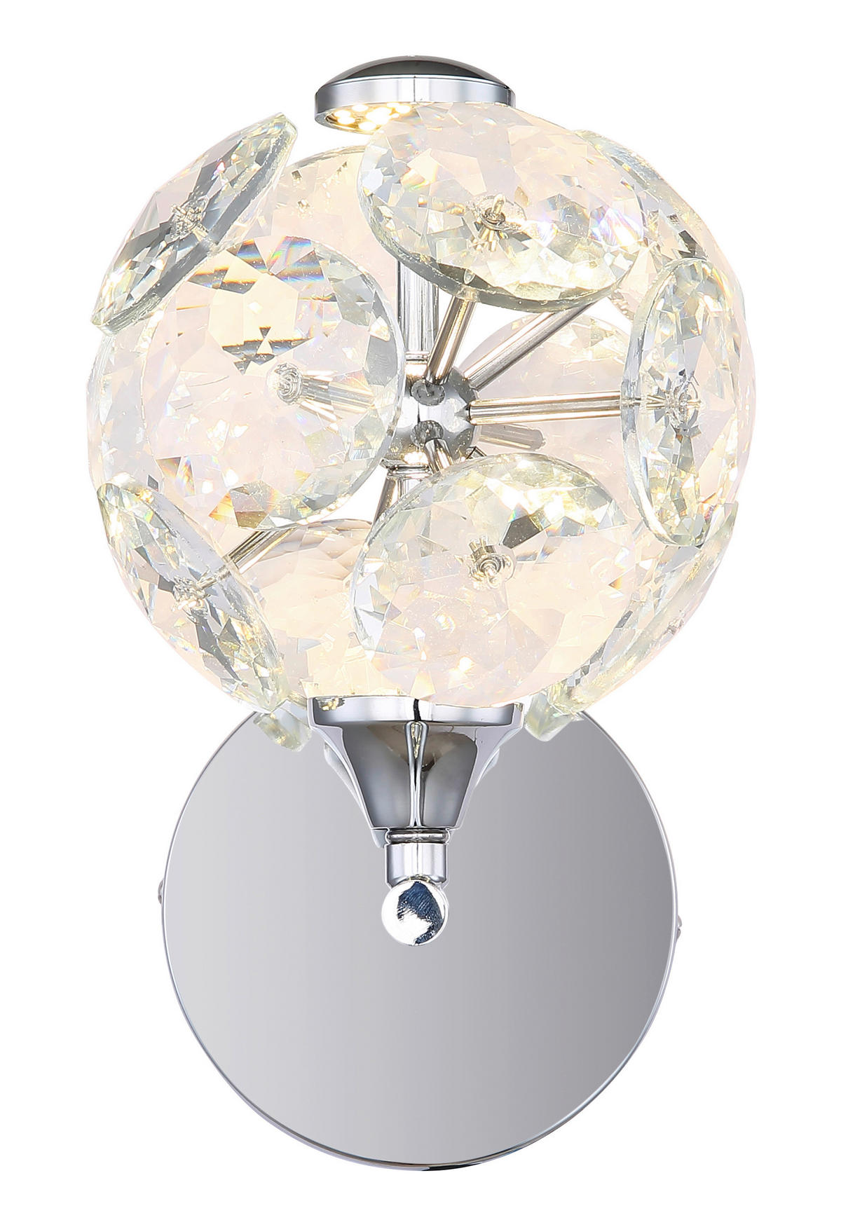 GLOBO Wandleuchte Chrom klar Metall Glas H: ca. 24 cm 1 Brennstellen Virina - klar/Chrom (24,00cm) - GLOBO