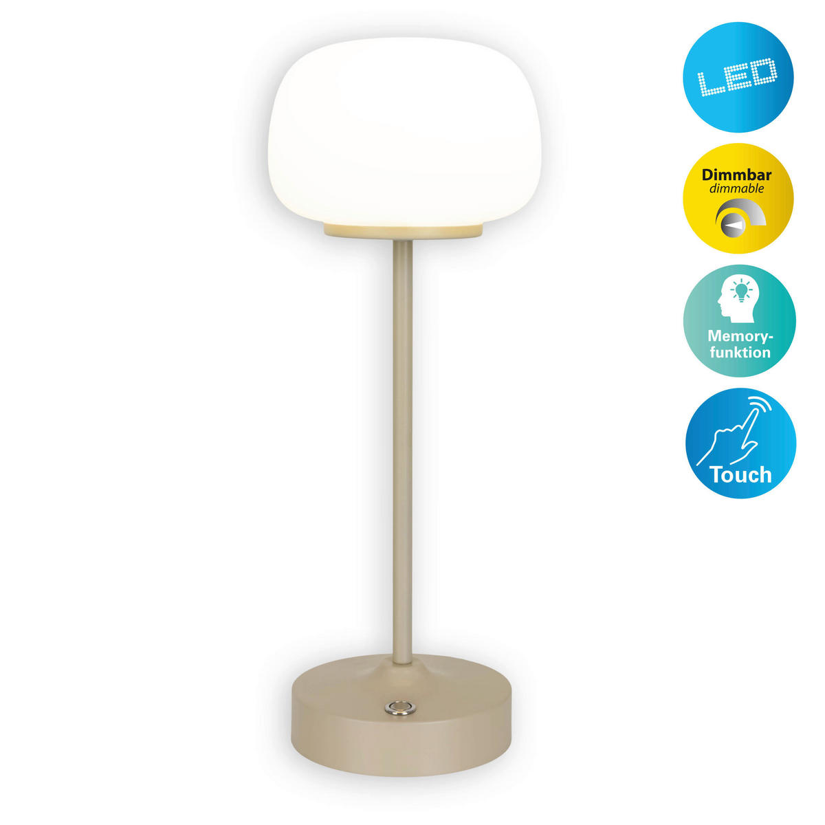 Näve Leuchten LED-Tischleuchte beige Metall Glas B/H/T/D: ca. 10,5x30x10,5x10,5 cm PINA - beige (10,50/30,00/10,50cm) - Näve Leuchten