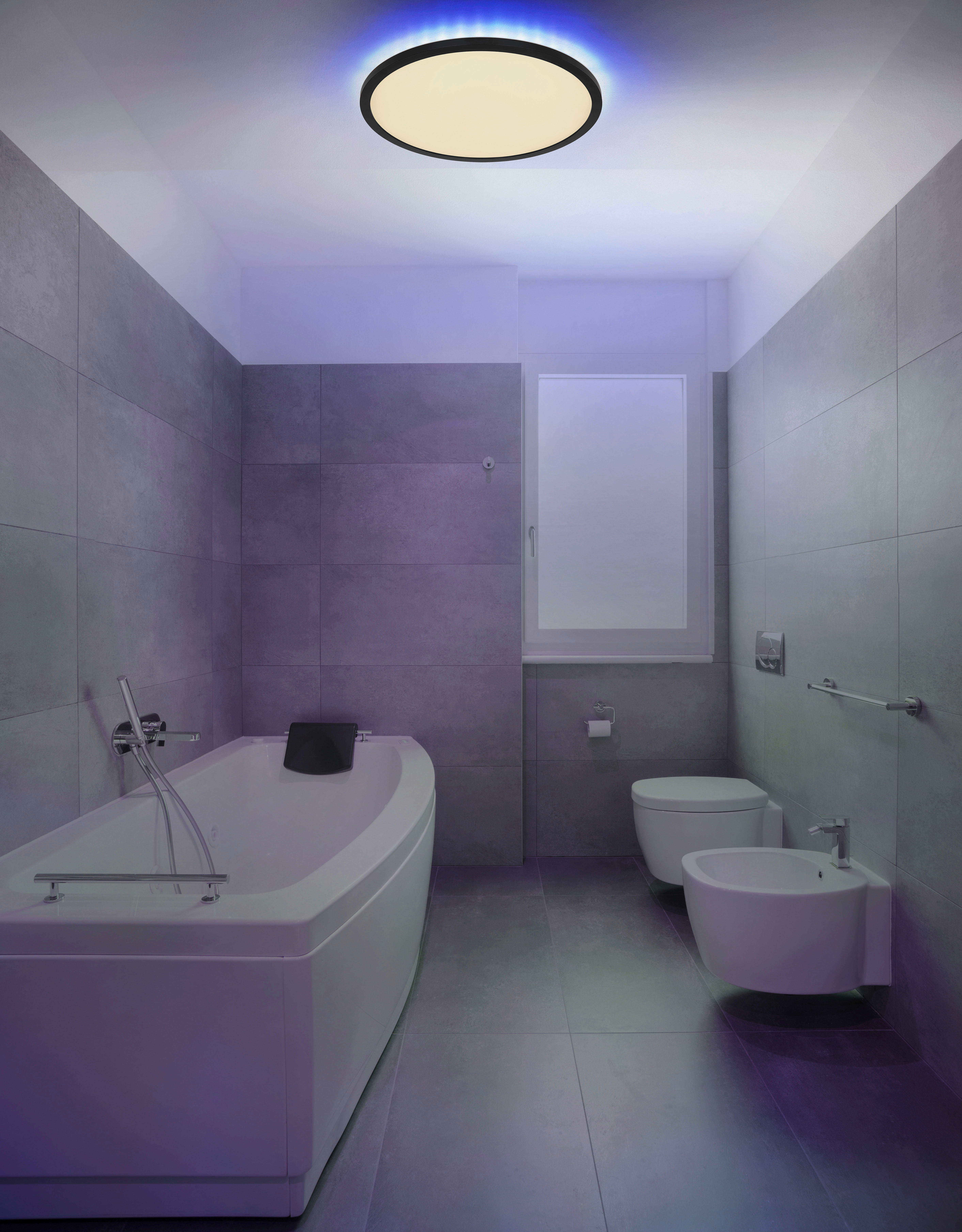 GLOBO LED-Deckenleuchte schwarz Opal Kunststoff H/D: ca. 2,5x42 cm SAPANA - schwarz/Opal (42,00/2,50cm) - GLOBO