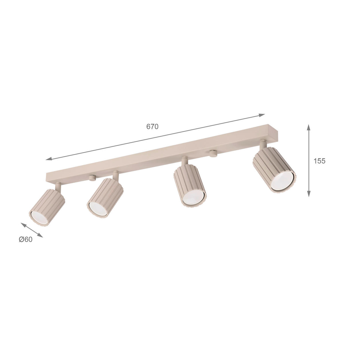 Lamkur Strahler beige Stahl B/H/L: ca. 6,5x16,5x81 cm 4 Brennstellen Prisma - beige (81,00/6,50/16,50cm) - Lamkur