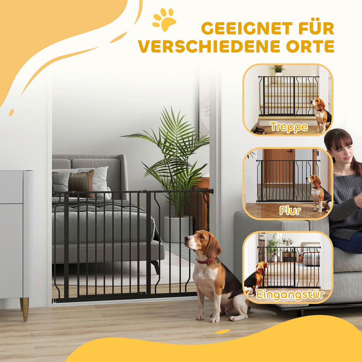 PawHut Schutzgitter schwarz Stahl B/H/L: ca. 4x76x115 cm Schutzgitter - schwarz (115,00/4,00/76,00cm) - PawHut