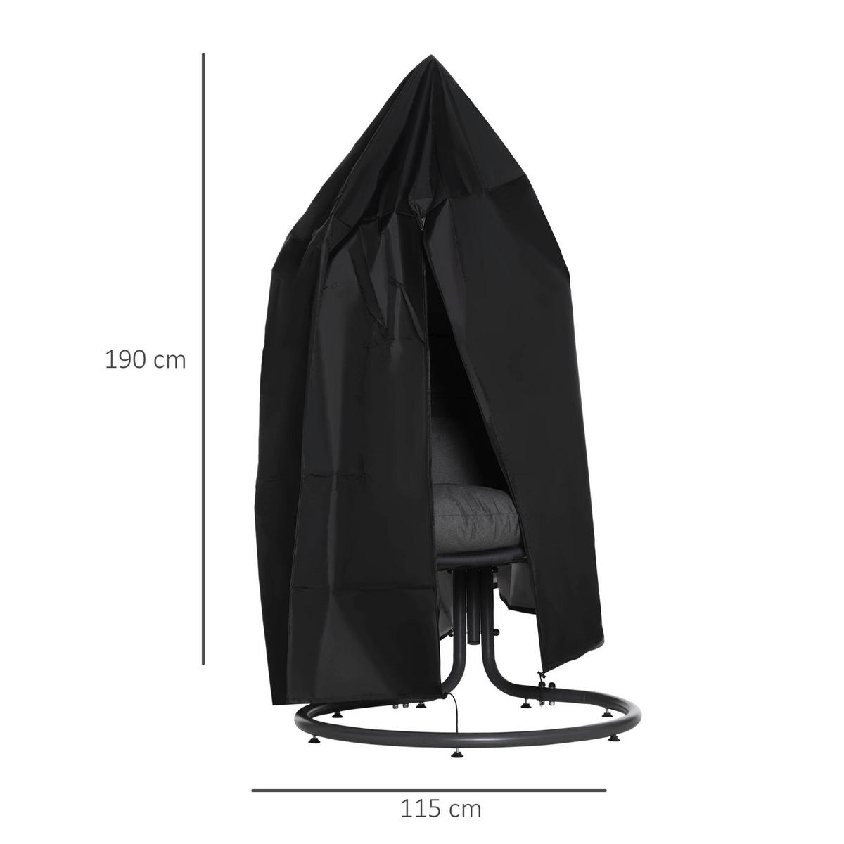 Outsunny Schutzhülle mit Tasche schwarz Kunststoff H/D: ca. 190x115 cm Schützhülle_Outdoor mit Tasche - schwarz (115,00/190,00cm) - Outsunny