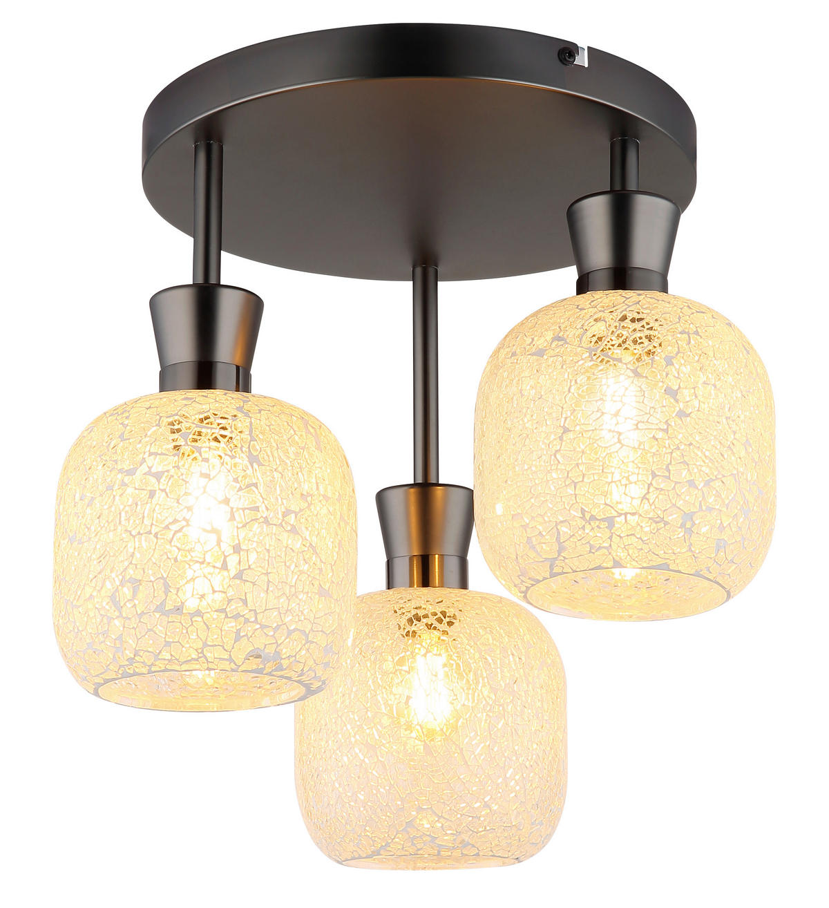 GLOBO Deckenleuchte Chrom schwarz Metall Glas B/H/L: ca. 21x32x29 cm 3 Brennstellen Deckenleuchte-Brokana - schwarz/Chrom (29,00/21,00/32,00cm) - GLOBO