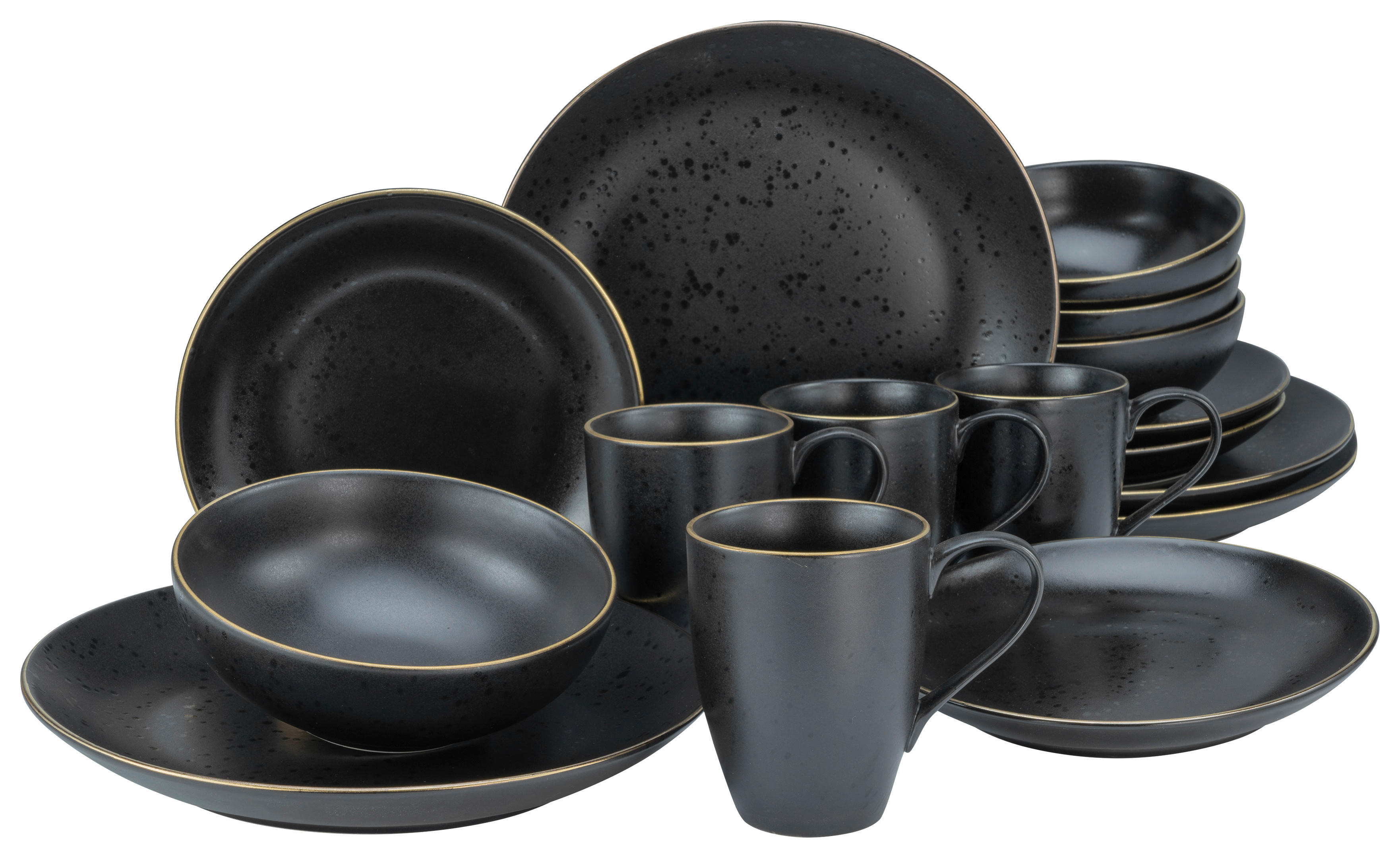 CreaTable Kombiservice Industrial schwarz Keramik Industrial - gold/schwarz - CreaTable
