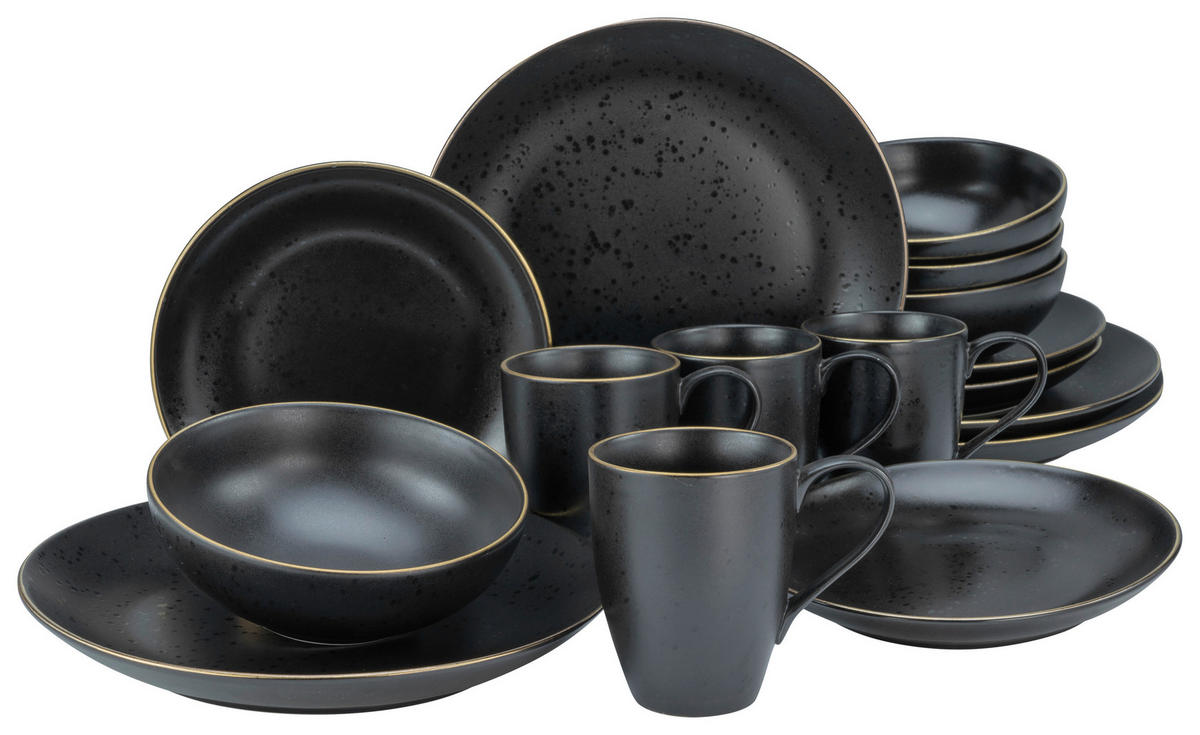 CreaTable Kombiservice Industrial schwarz Keramik Industrial - gold/schwarz - CreaTable