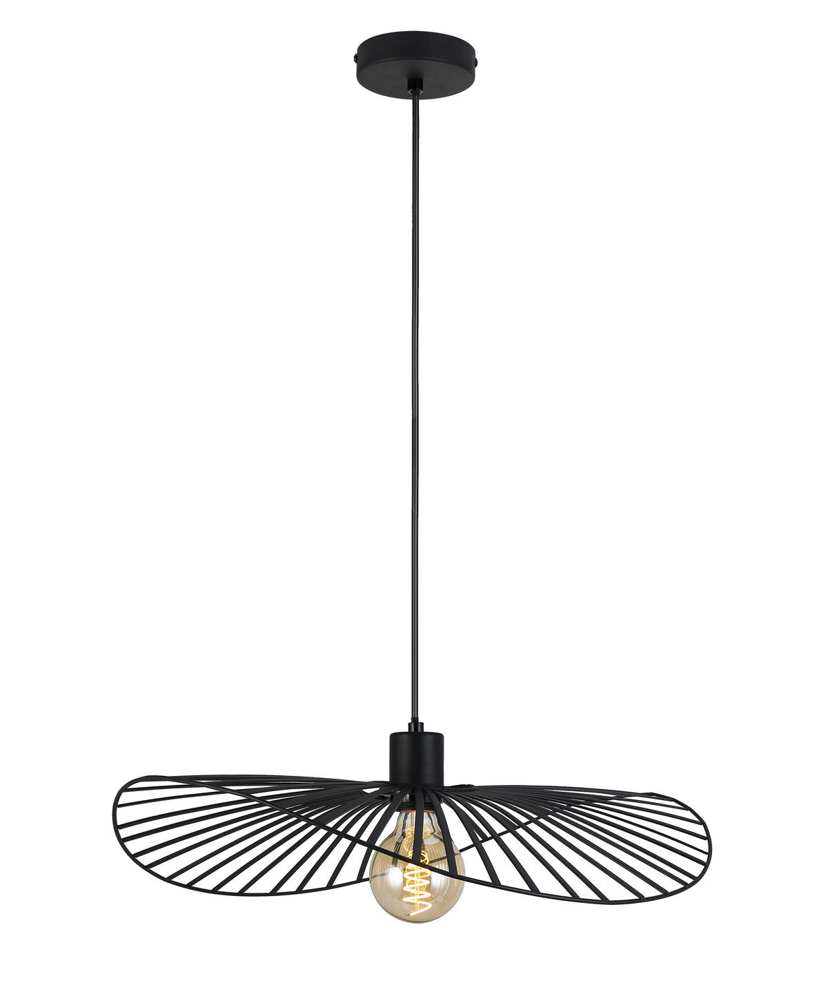 Pendelleuchte schwarz Metall H/D: ca. 120x50 cm E27 1 Brennstellen Pendelleuchte_Mabel - schwarz (50,00/120,00cm)