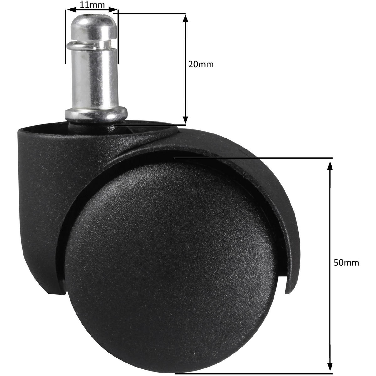 Zubehör schwarz Kunststoff B/H/T: ca. 5x5x5 cm Teppichbodenrollen - schwarz (5,00/5,00/5,00cm) - Amstyle