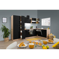 Respekta Winkelküche Economy schwarz matt B/H/T: ca. 310x200x172 cm Economy - Eiche/schwarz (310,00/200,00/172,00cm) - Respekta