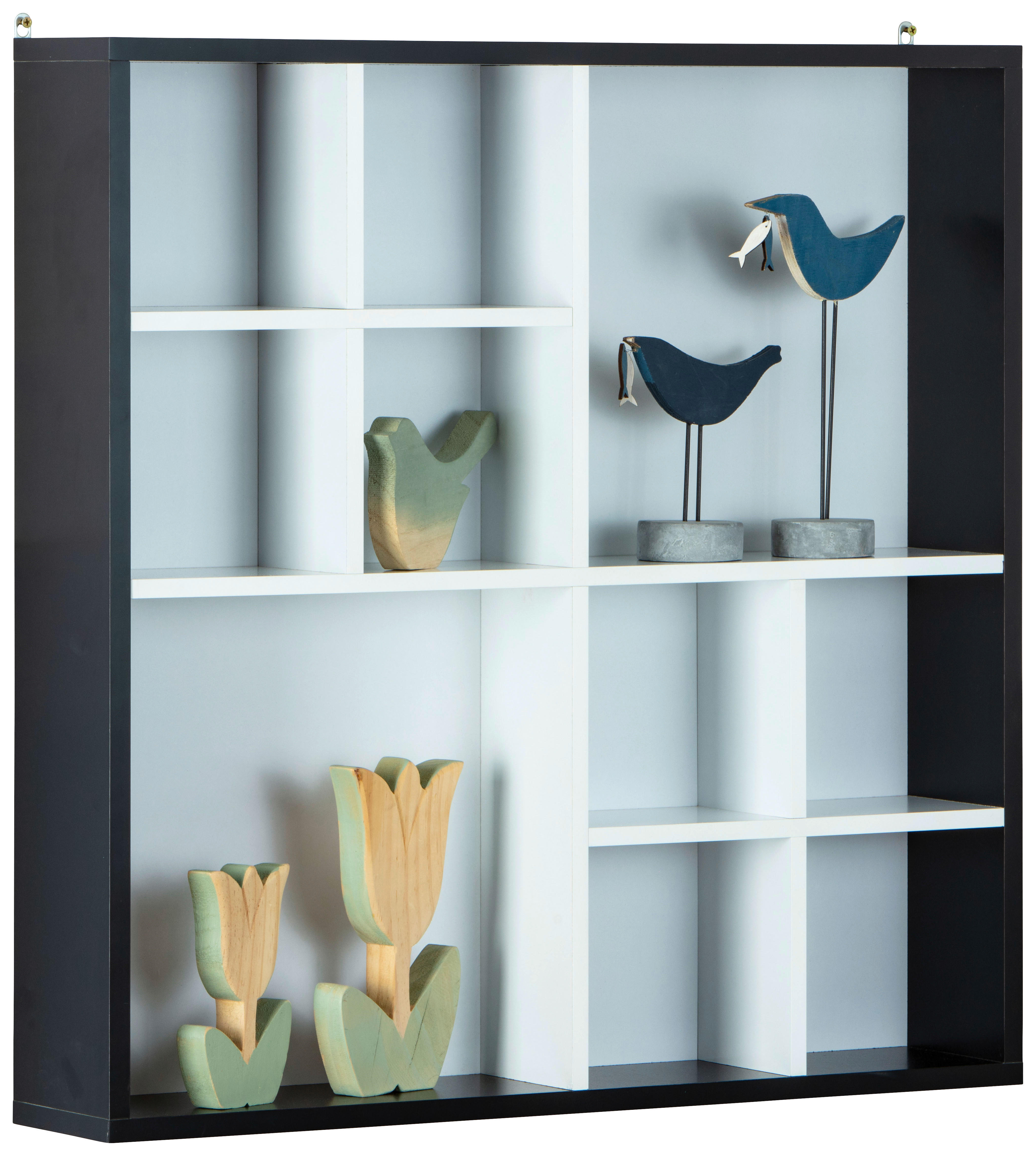 Vitrine Decem weiß schwarz MDF B/H/T: ca. 70x70x13 cm Decem - weiß/schwarz (70,00/70,00/13,00cm) - Inter Link