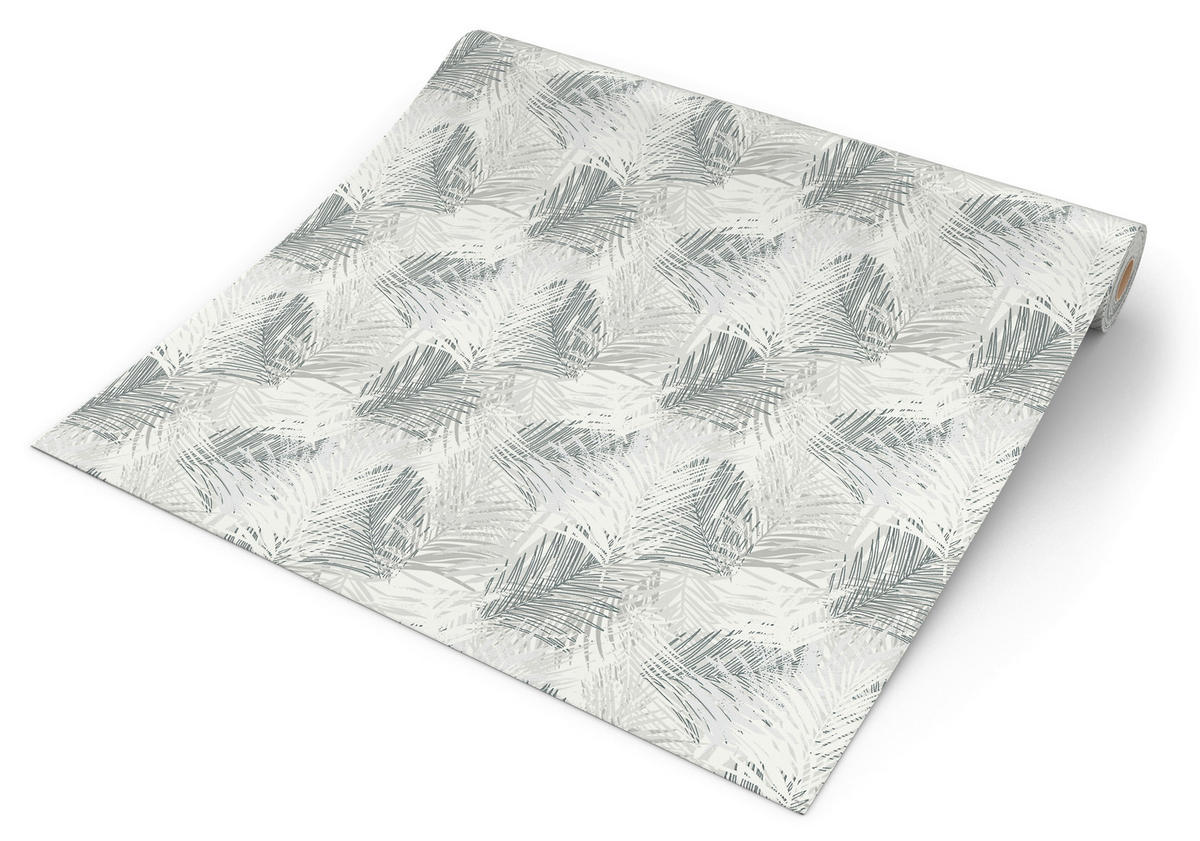 Erismann Vliestapete Palmenblätter weiß grau B/L: ca. 53x1005 cm Vliestapete_10350-10 - weiß/grau (53,00/1005,00cm) - Erismann