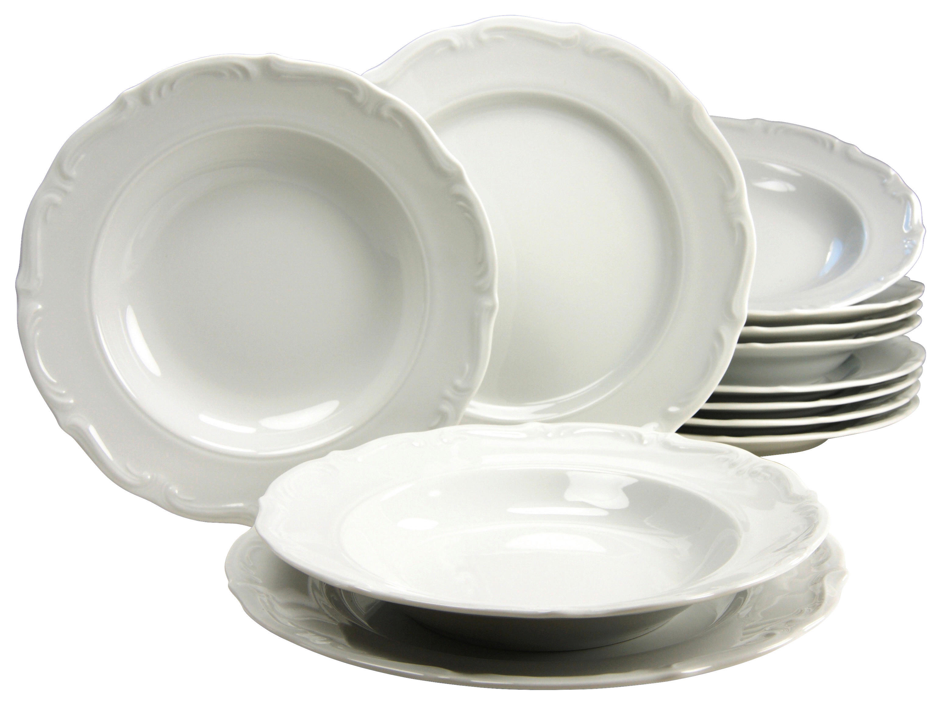 CreaTable Tafelservice Maria Theresia weiß Porzellan 12 tlg. Maria Theresia - weiß - CreaTable