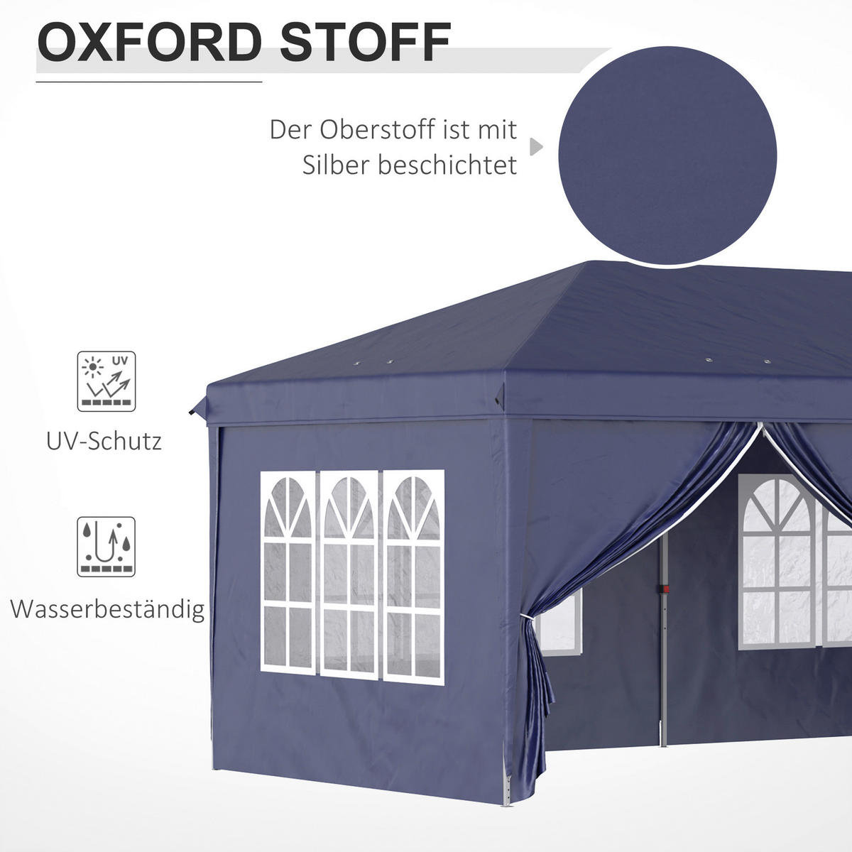 Outsunny Pavillon blau Stahl B/H/L: ca. 295x270x585 cm Pavillon - blau (585,00/295,00/270,00cm) - Outsunny