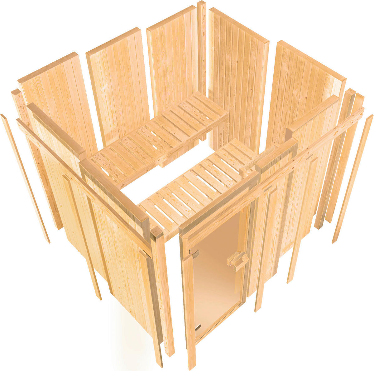 Karibu Sauna Ano Front natur B/H/T: ca. 196x198x196 cm Ano Front - natur (196,00/198,00/196,00cm) - Karibu