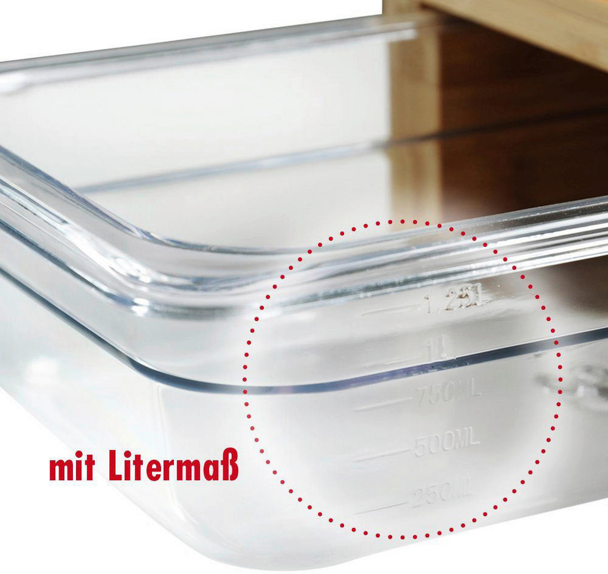 Kesper Schneidebrett mit Auffangschale Schneidbrett_2_Auffangschalen - natur/transparent (41,00/8,00/26,50cm) - Kesper