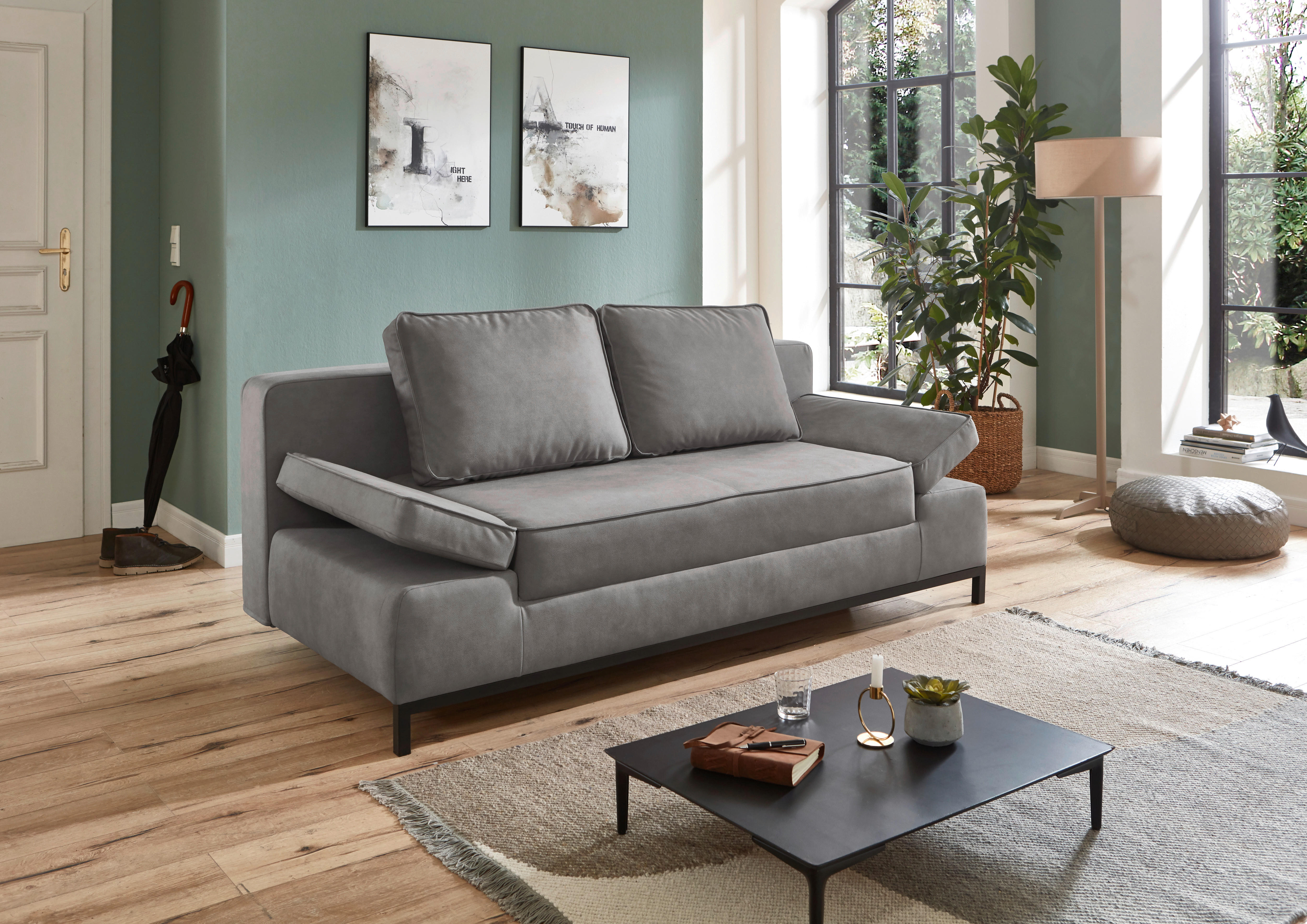 Schlafsofa Jarny hellgrau B/H/T: ca. 202x97x90 cm Jarny - hellgrau/schwarz (202,00/97,00/90,00cm)
