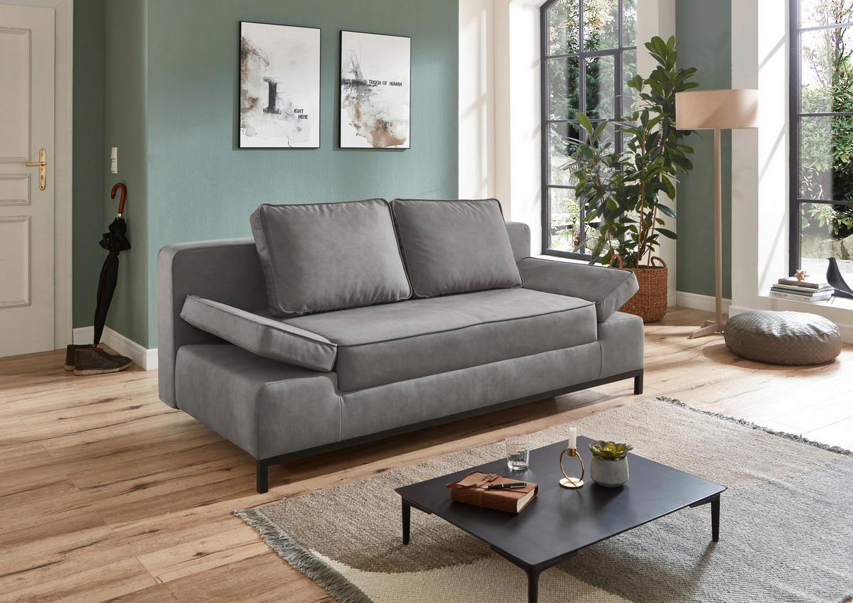 Schlafsofa Jarny hellgrau B/H/T: ca. 202x97x90 cm Jarny - hellgrau/schwarz (202,00/97,00/90,00cm)