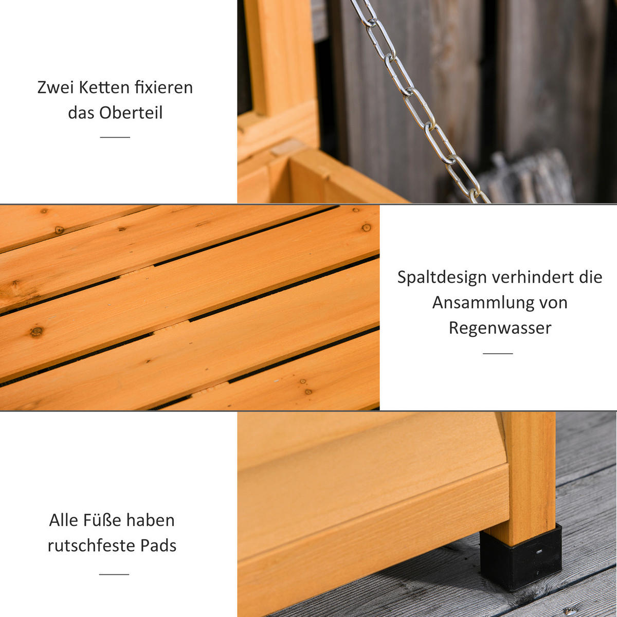 Outsunny Gartenschrank natur Holz B/H/L: ca. 56x60x127 cm Gartenschrank - natur (127,00/56,00/60,00cm) - Outsunny