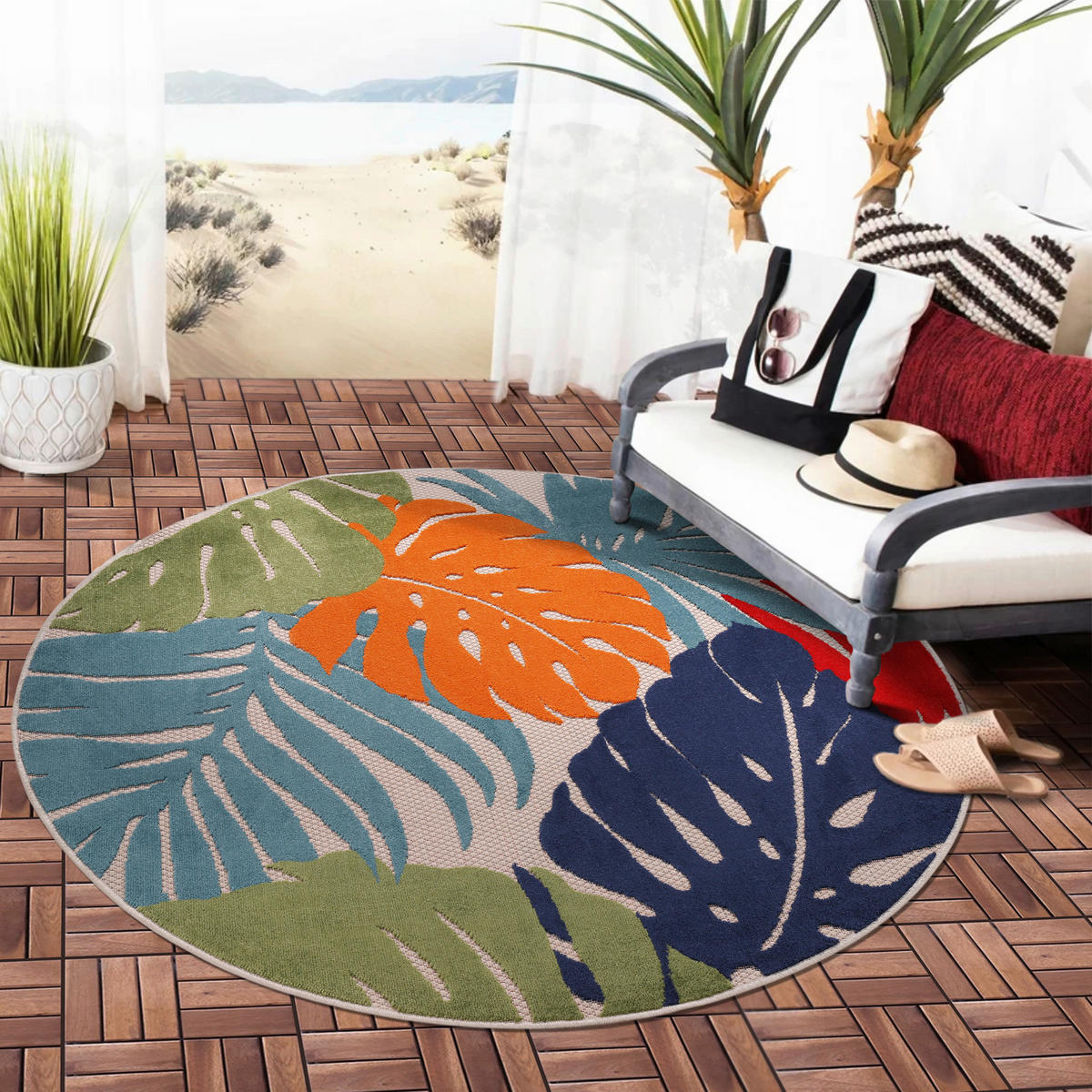 Sanat Outdoorteppich FLORAL bunt B/L: ca. 150x150 cm FLORAL - bunt (150,00/150,00cm) - Sanat
