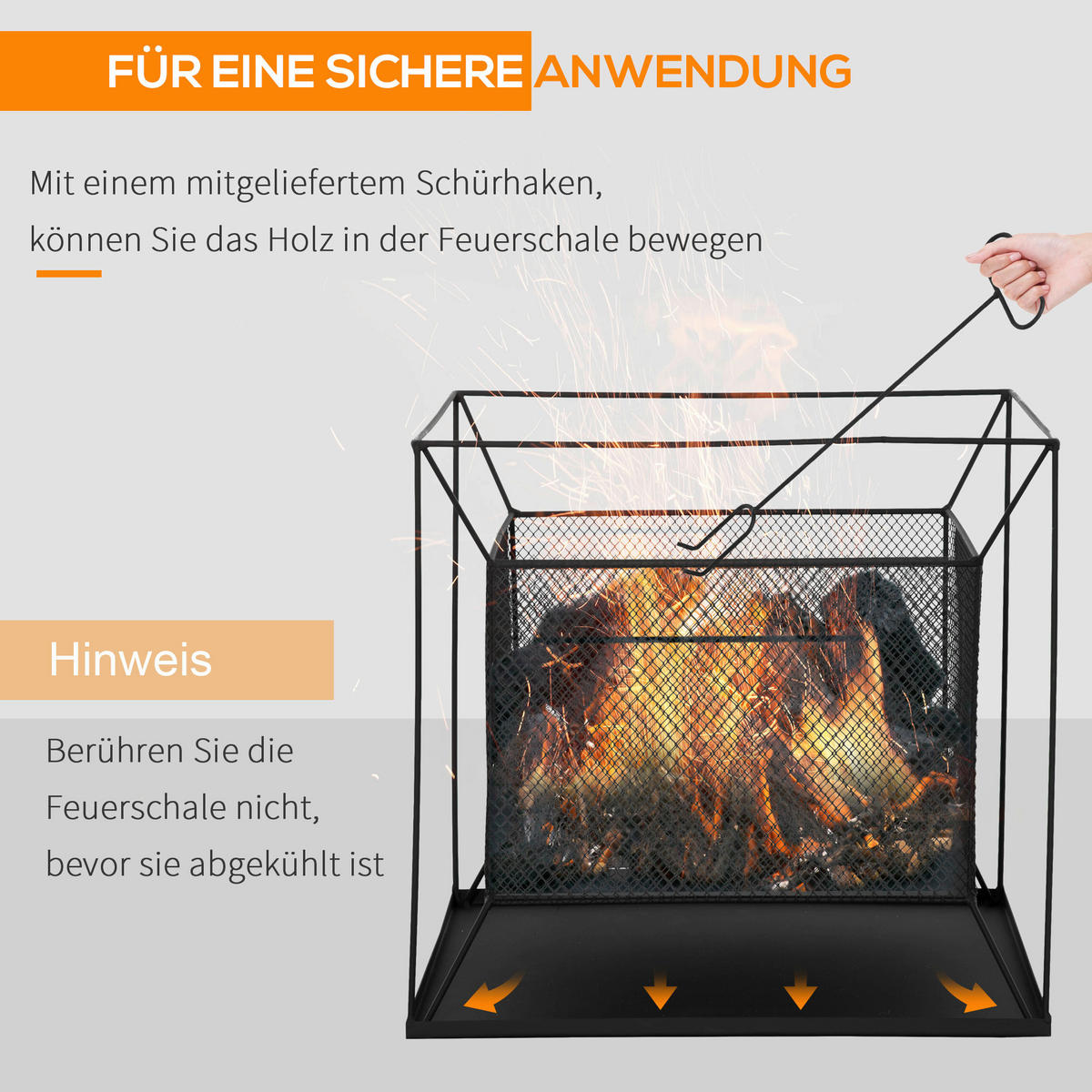 Outsunny Feuerschale schwarz Metall B/H/L: ca. 45x43x45 cm Feuerschale - schwarz (45,00/45,00/43,00cm) - Outsunny