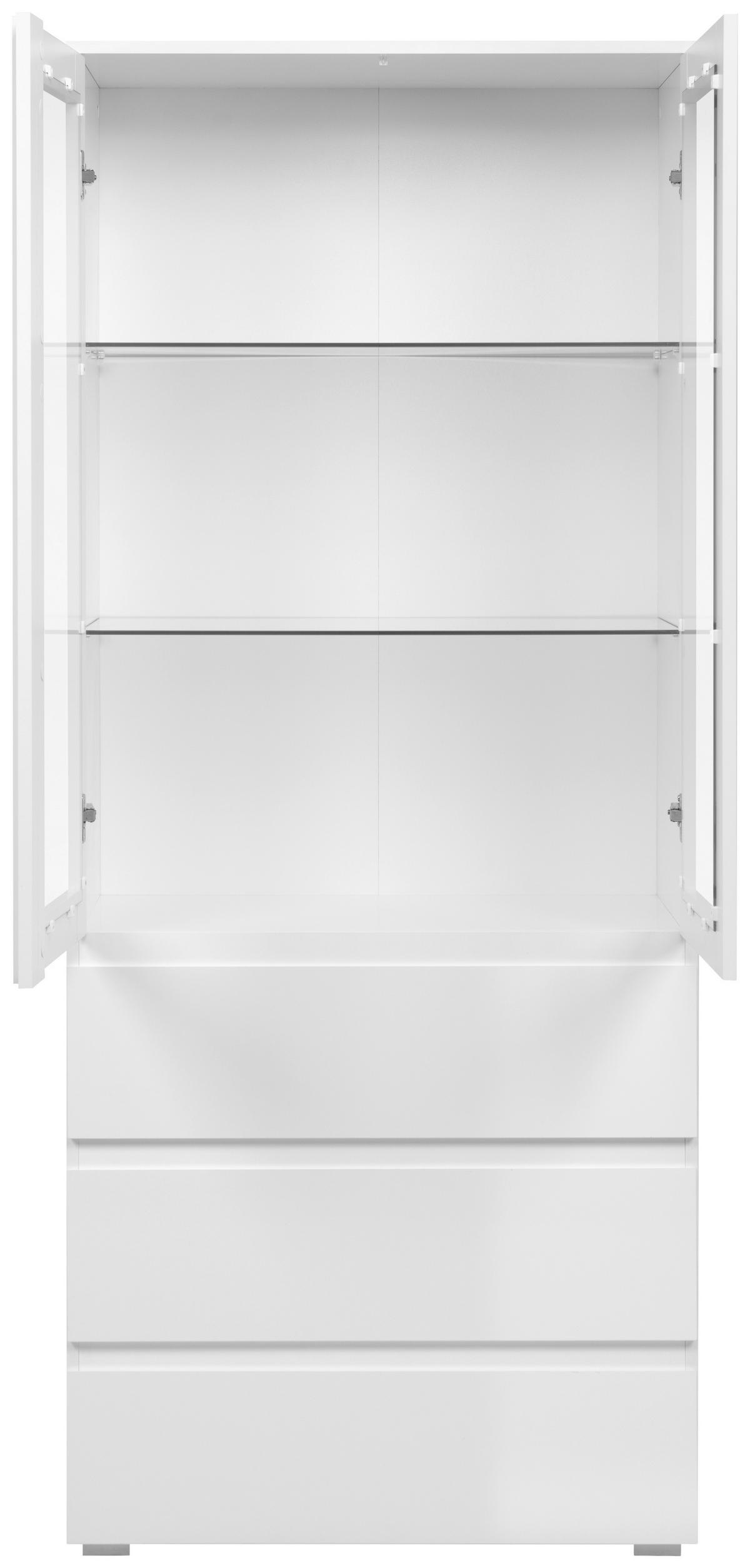 Vitrine Capetown weiß weiß glänzend B/H/T: ca. 80x191x40 cm Capetown - weiß (80,00/191,00/40,00cm)