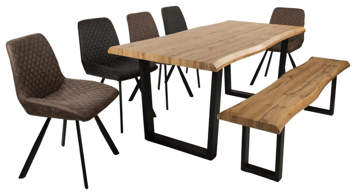 Esstisch Thea Eiche Wild Nachbildung B/H/T: ca. 180x76x90 cm Thea - Eiche/schwarz (180,00/76,00/90,00cm)