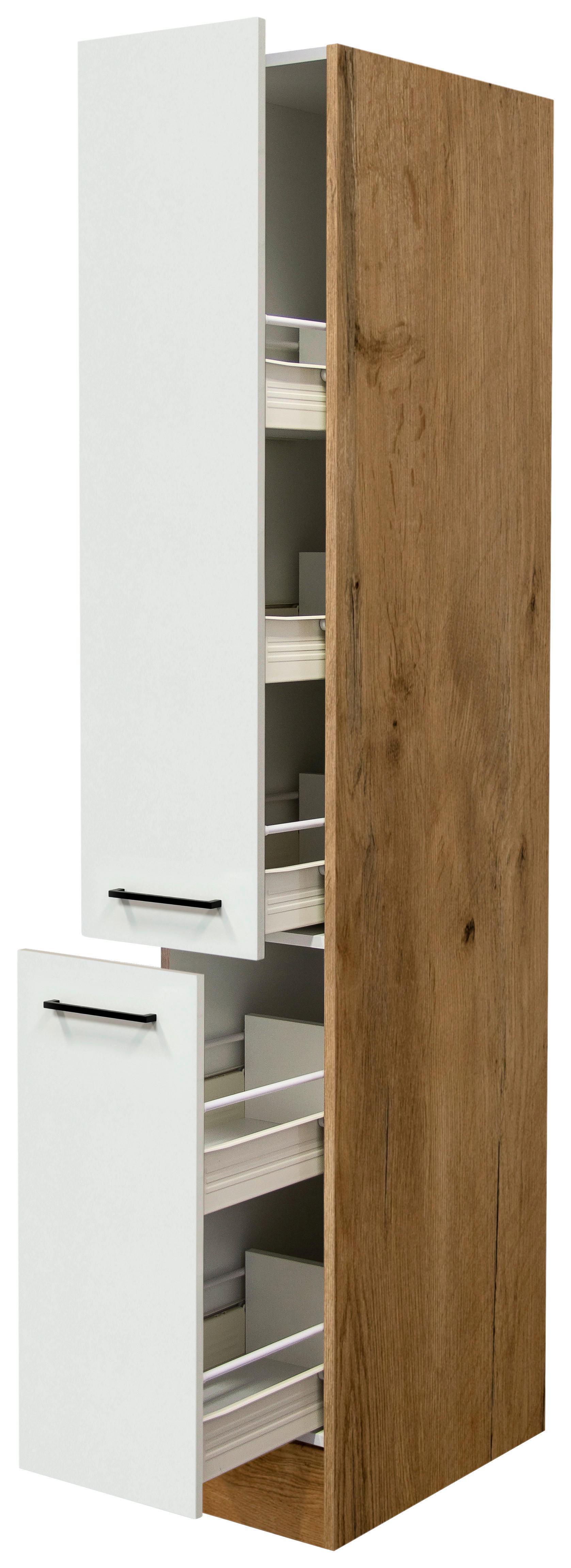 Apothekerschrank Avila Magnolie matt B/H/T: ca. 30x200x57 cm Avila - schwarz/Oak (30,00/200,00/57,00cm) - Flex-Well
