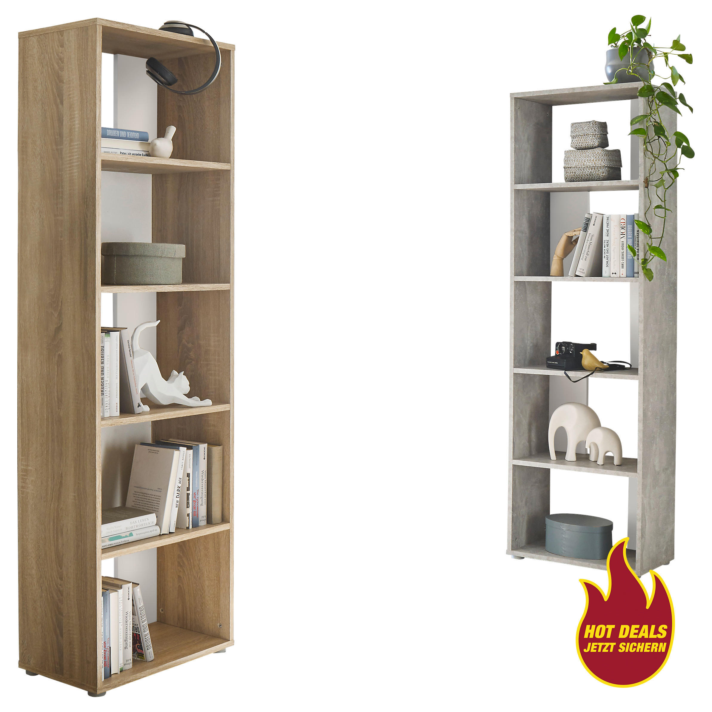 Regal Small Back Beton Optik weiß B/H/T: ca. 50x165x30 cm Small Back - Beton/weiß (50,00/165,00/30,00cm)